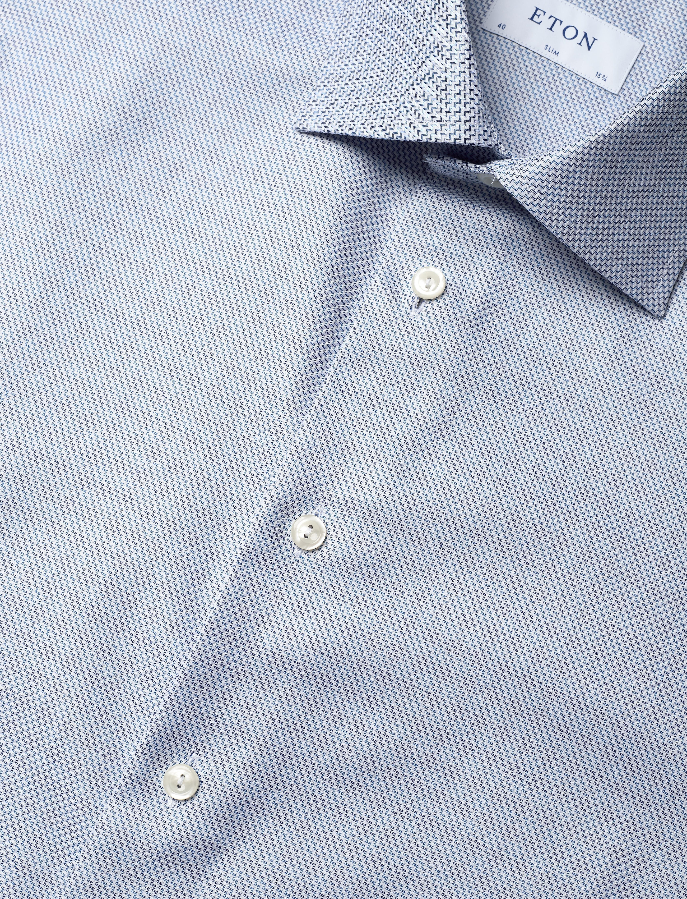 Eton - Blue zig-zag structured shirt - blue - 3