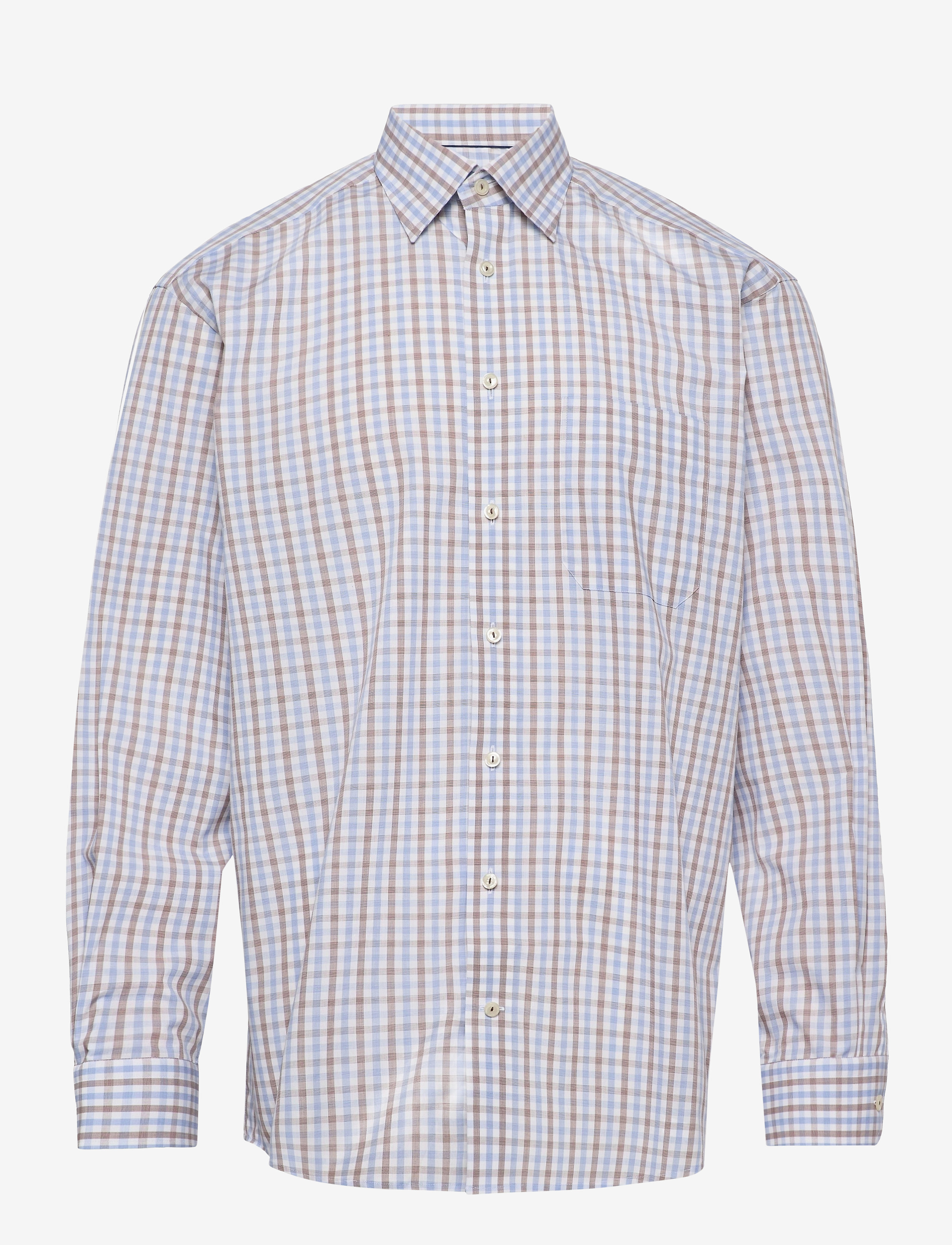 Eton - Men's shirt: Business  Poplin - offwhite/brown - 0