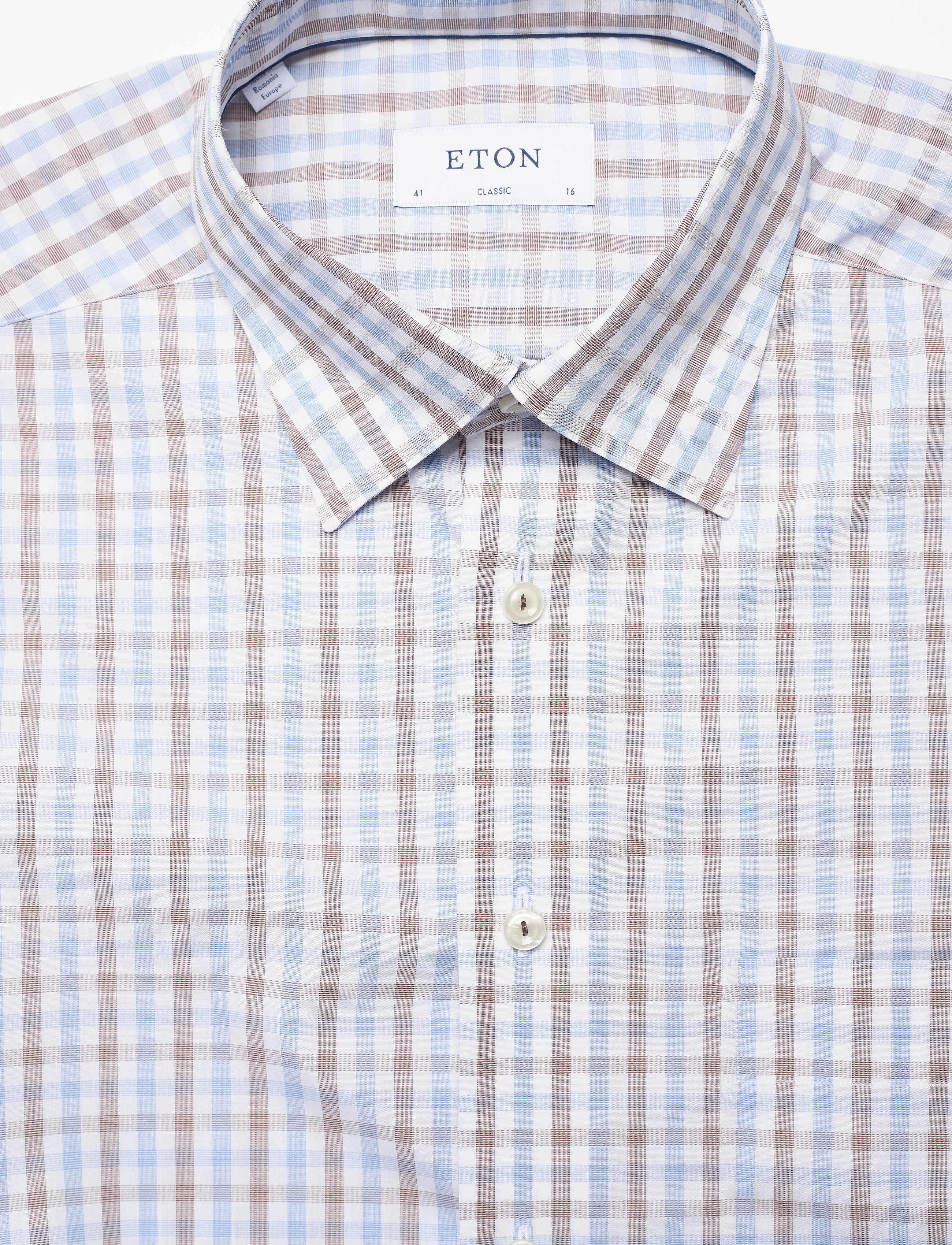 Eton - Men's shirt: Business  Poplin - offwhite/brown - 2