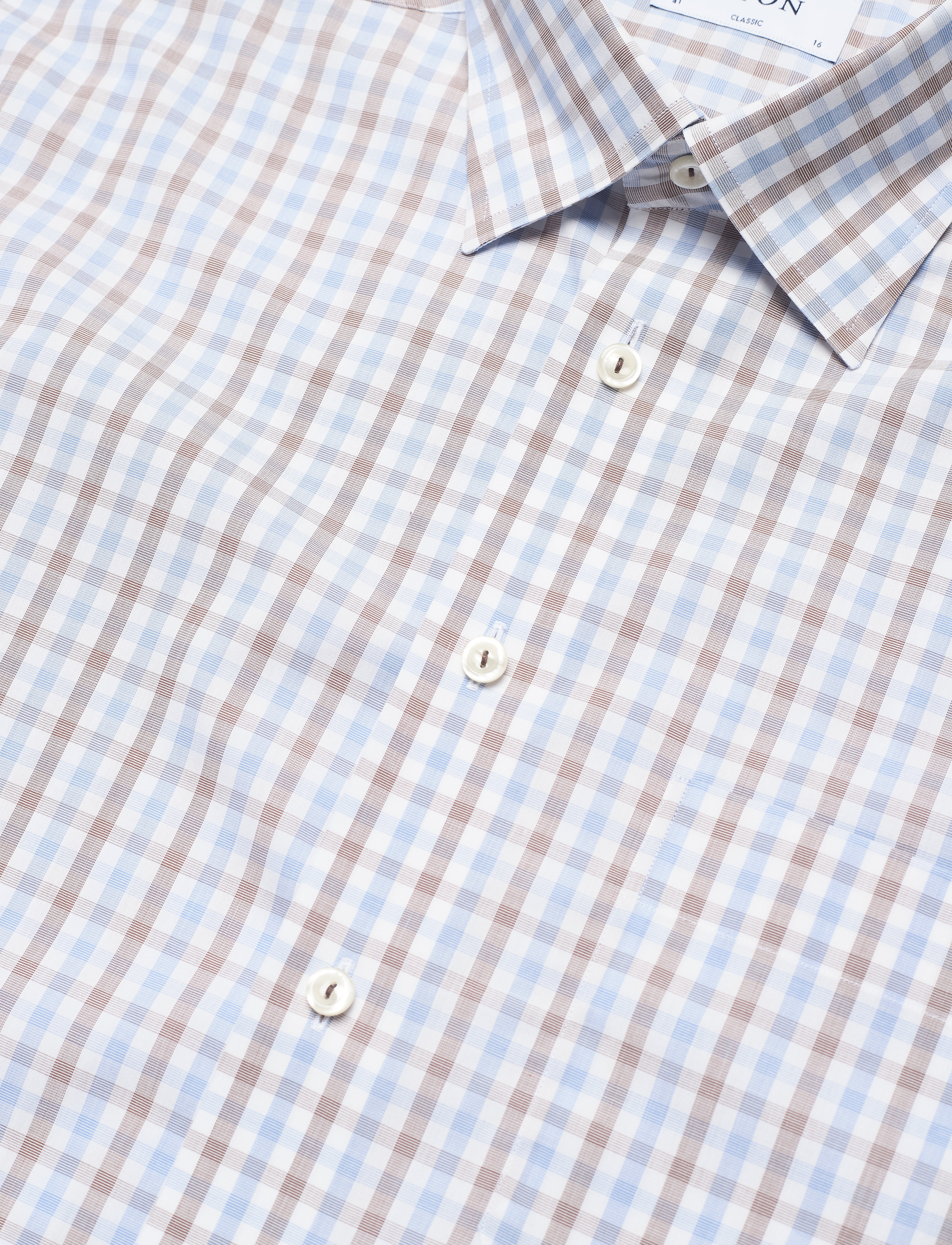 Eton - Men's shirt: Business  Poplin - offwhite/brown - 3