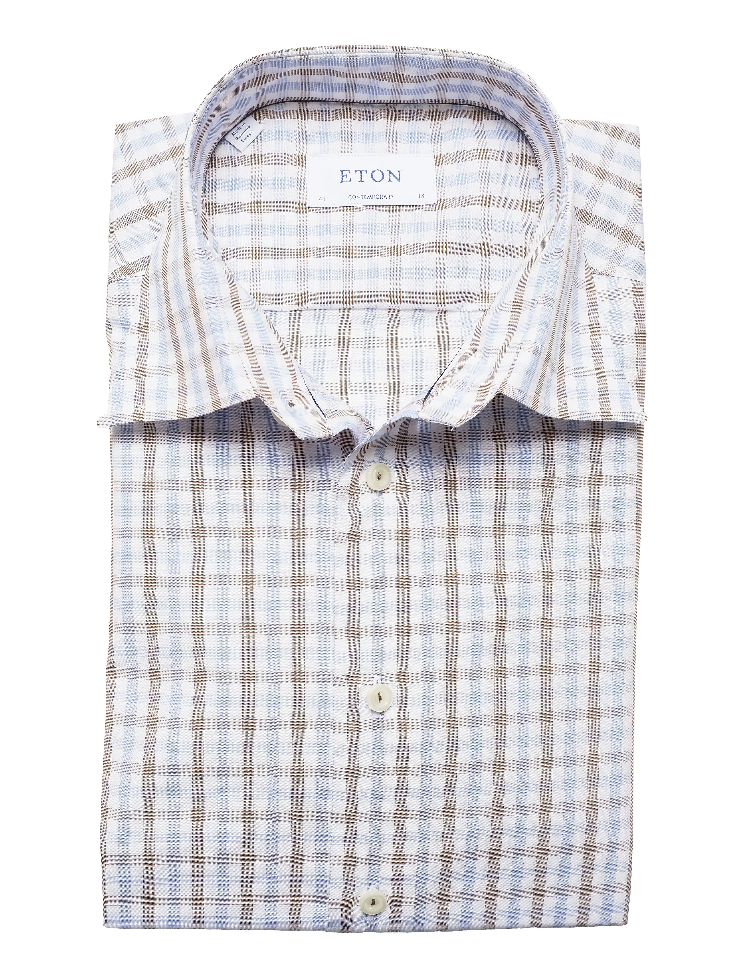 Eton - Slim fit Business Poplin Shirt - offwhite/brown - 4