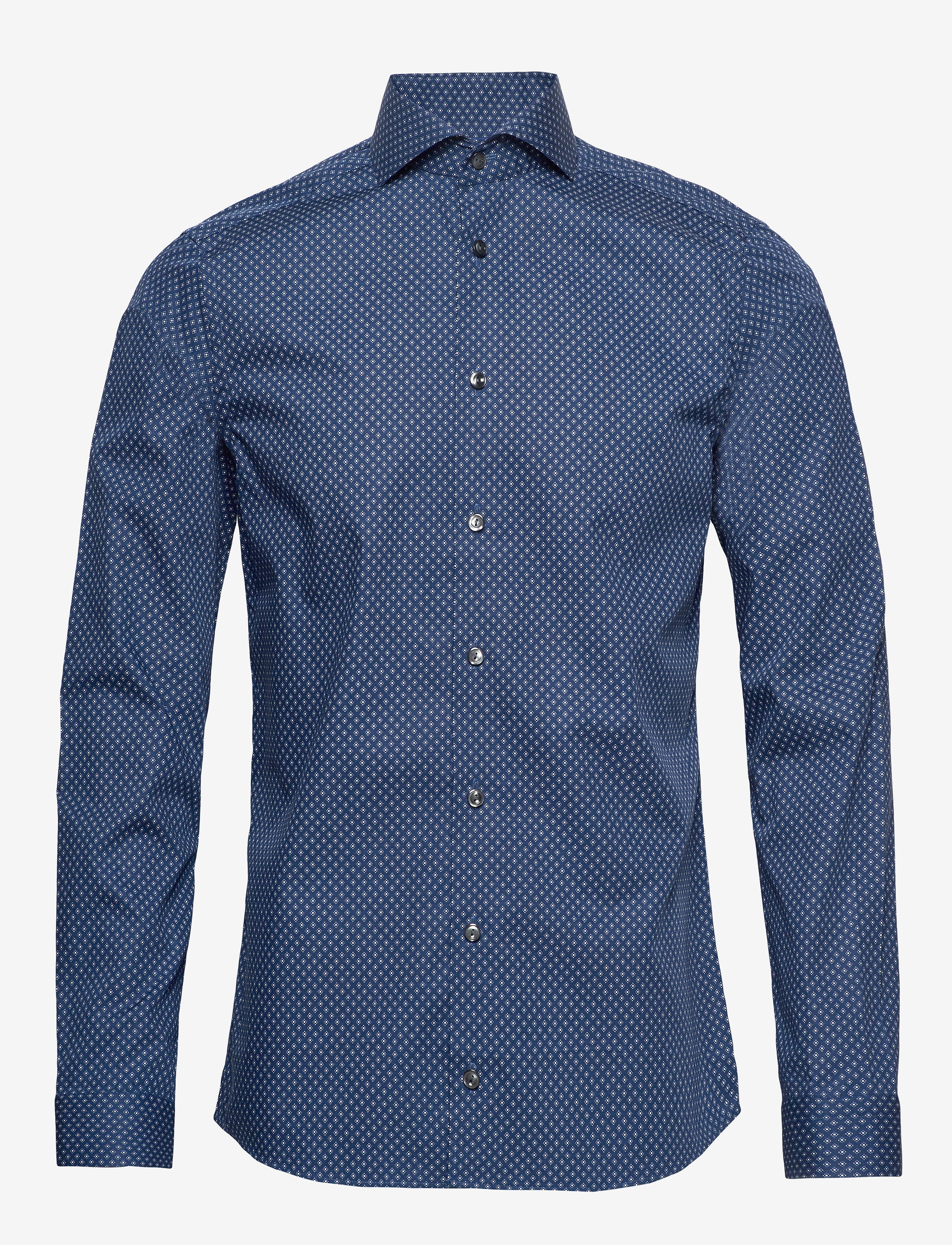 Eton - Floral Micro Print Poplin Shirt - blue - 0