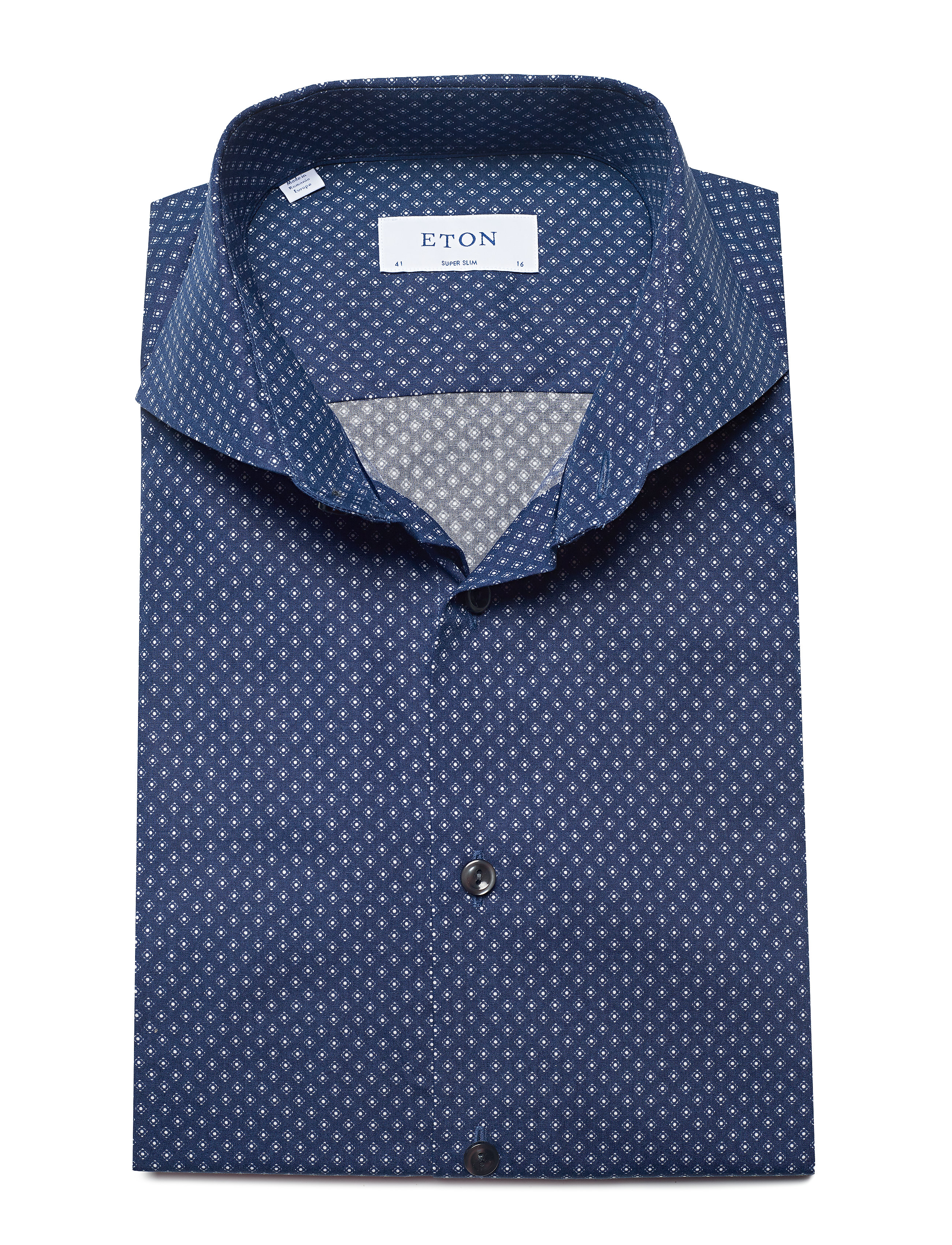 Eton - Floral Micro Print Poplin Shirt - blue - 4
