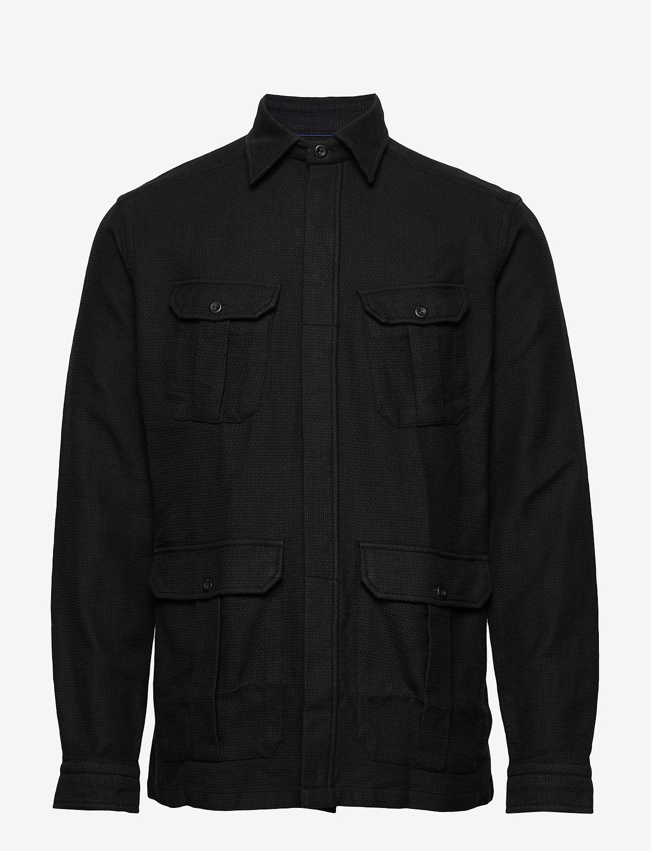 Eton - Indigo luxe dobby overshirt - black - 0