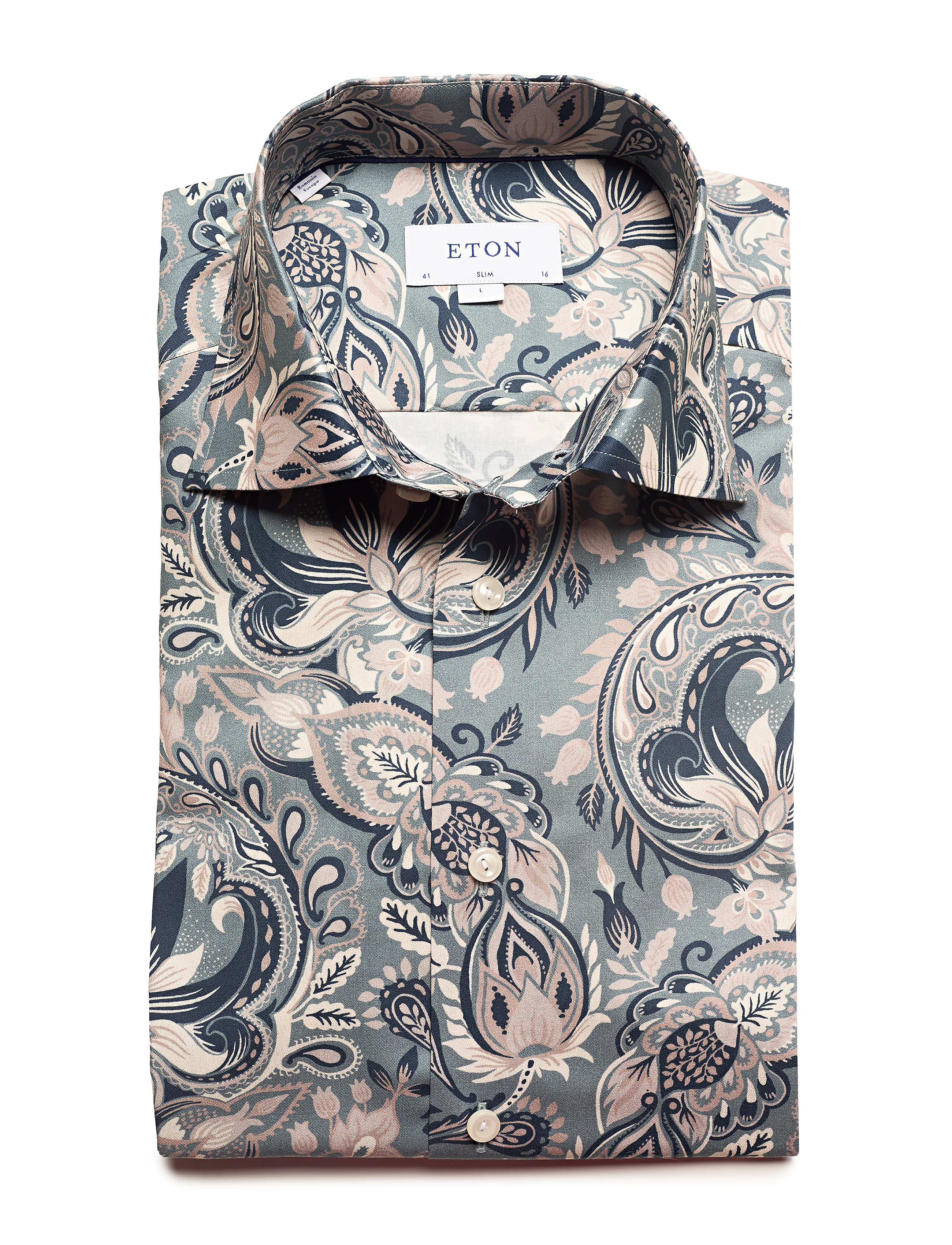 Eton - Bold Paisley Print Shirt - dark blue - 4