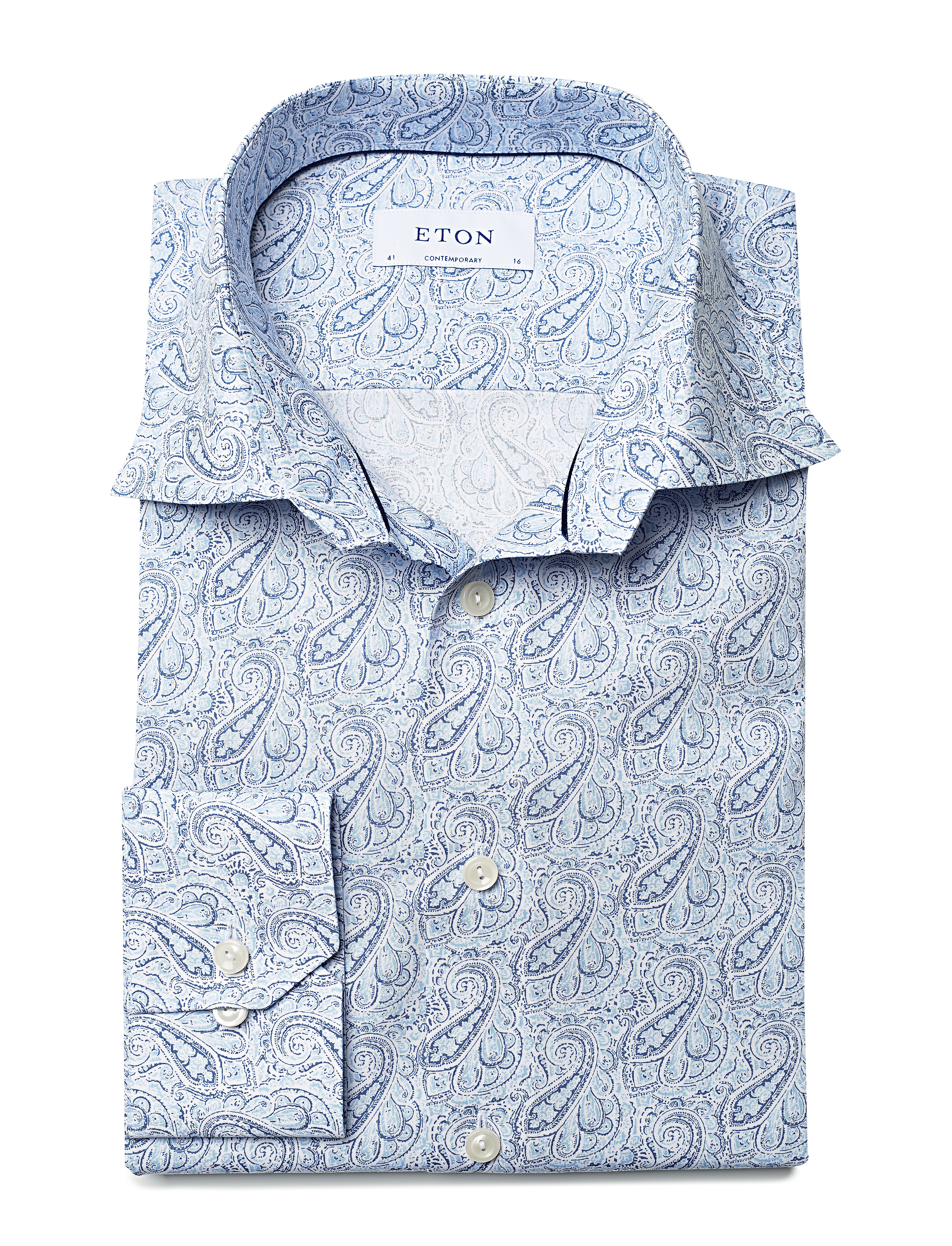 Eton - Men's Shirt: Business  Poplin - blue - 4