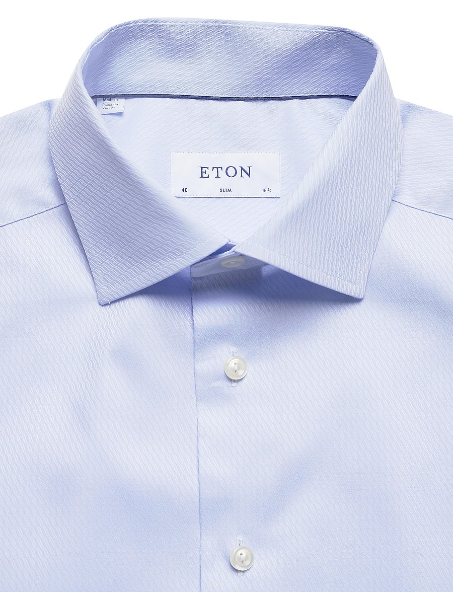 Eton - Pink water weave shirt - blue - 2