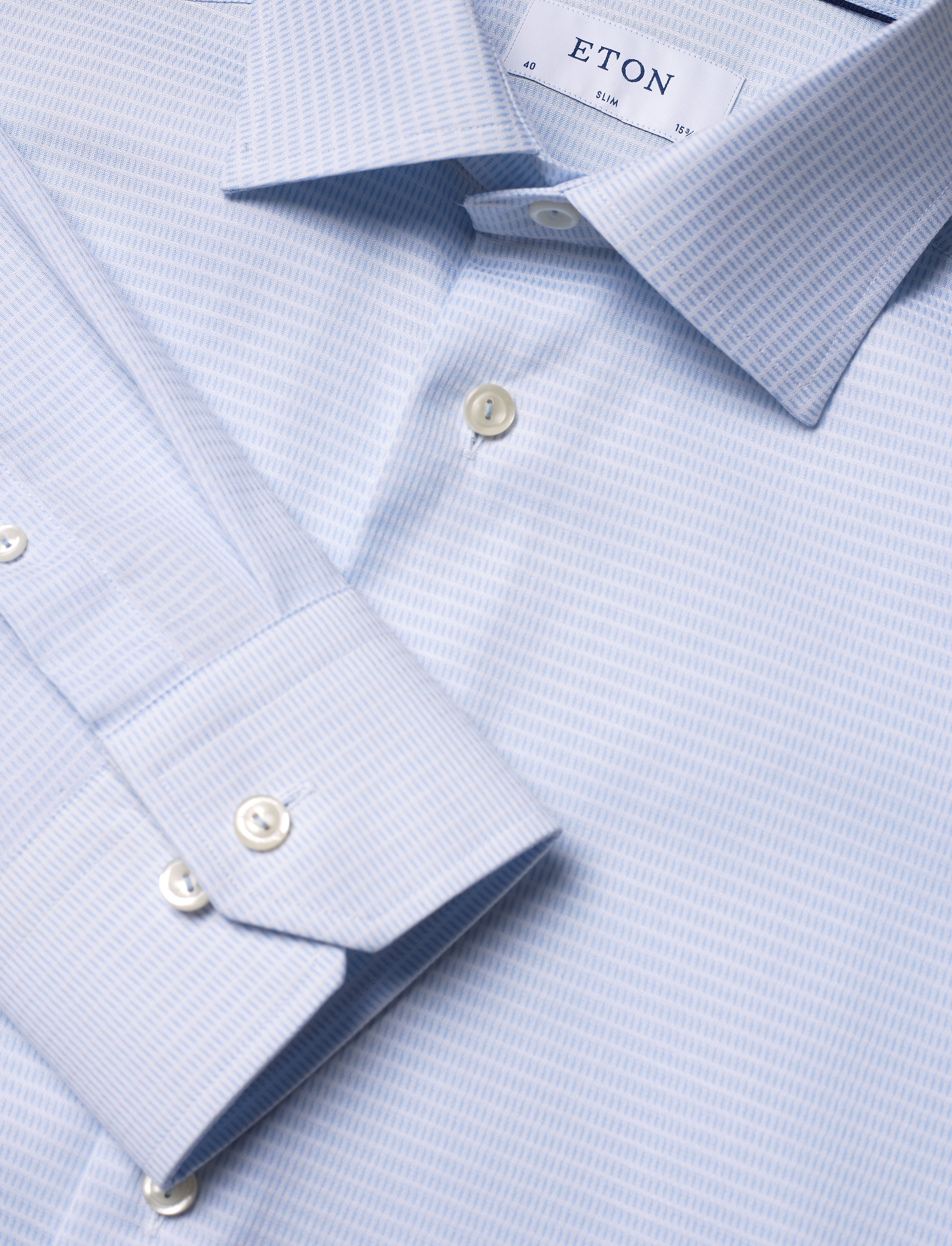 Eton - Light blue micro woven shirt - light blue - 4