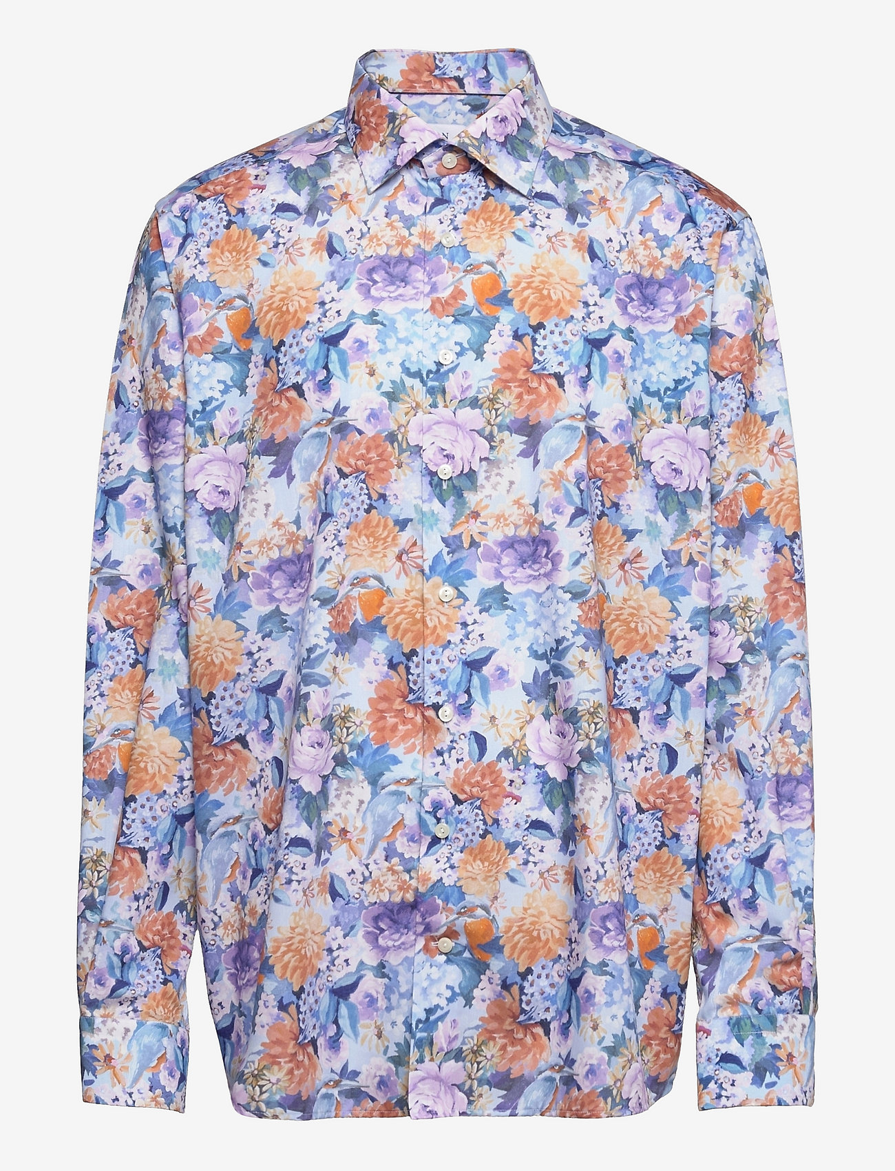 Eton - Floral Print Tencel Shirt - Contemporary fit - mid blue - 0