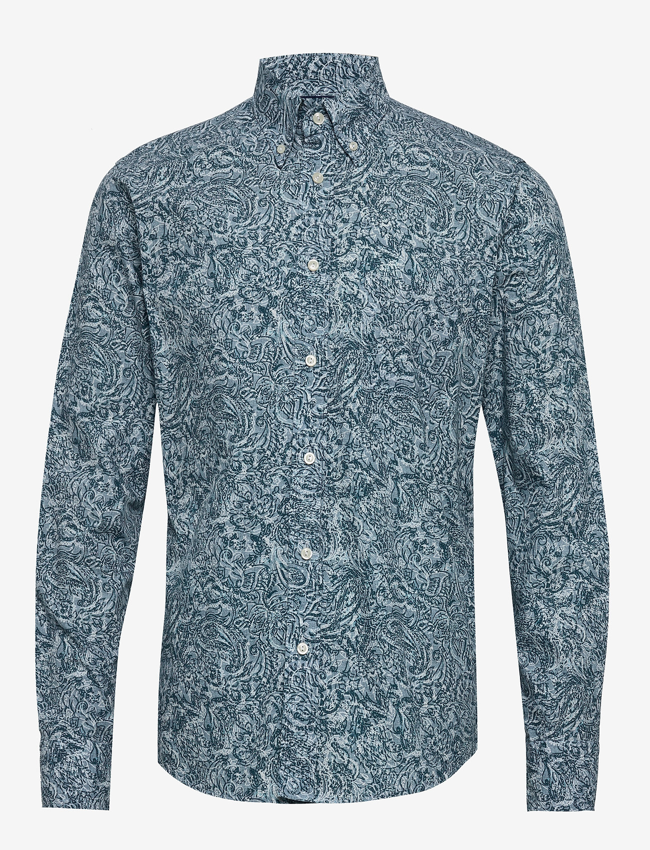 Eton - 3D paisley poplin shirt - blue - 0