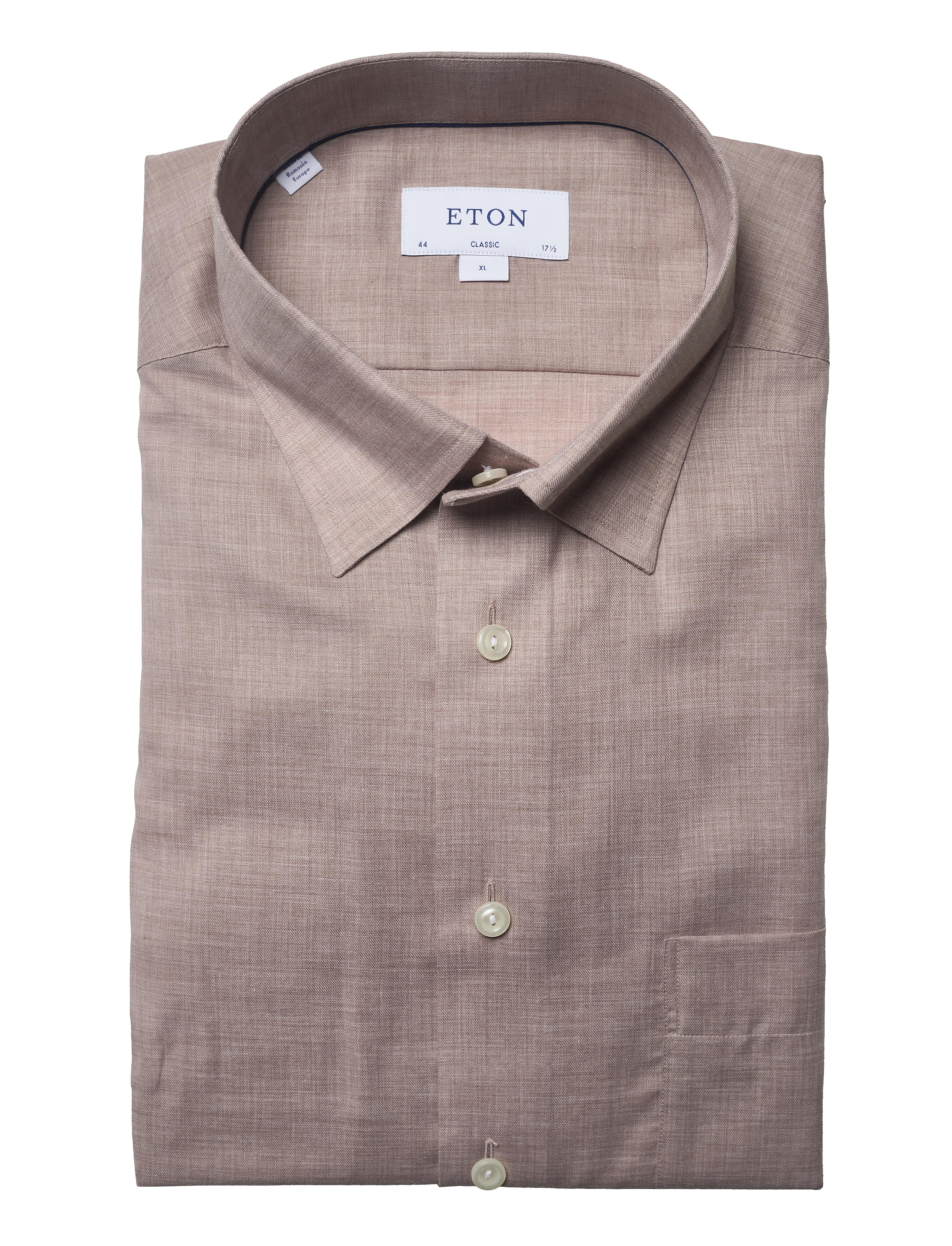Eton - Classic fit Business Casual Light Weight Flanell Shirt - offwhite/brown - 4