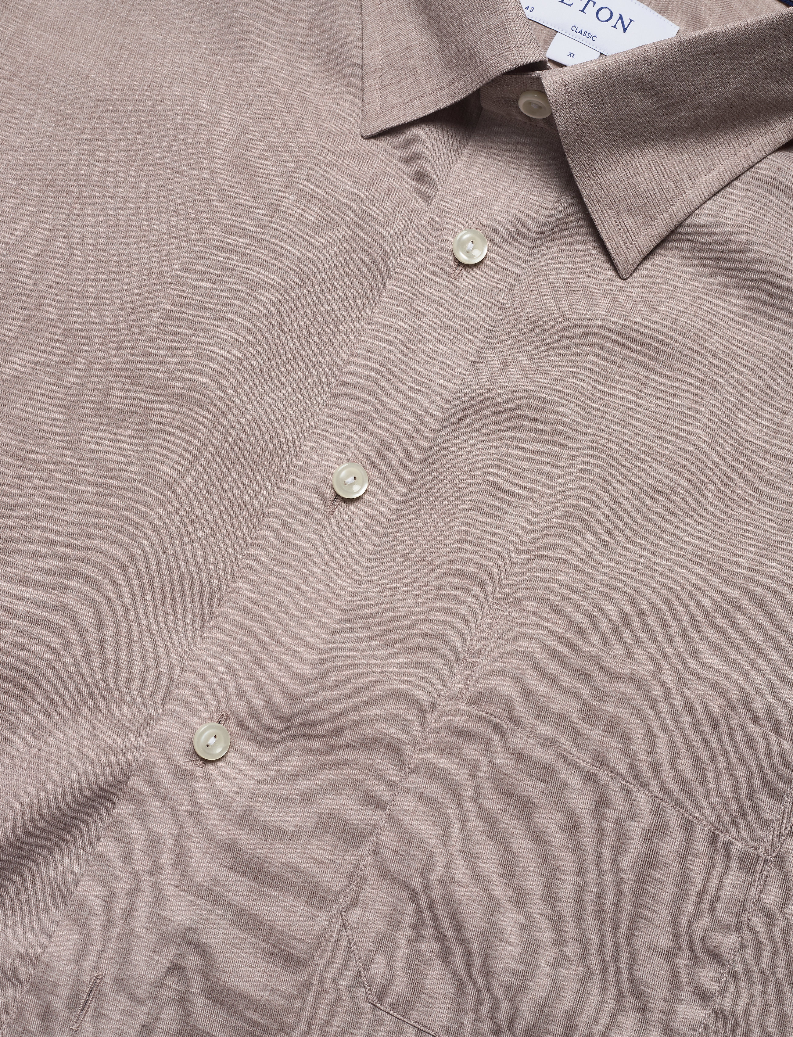 Eton - Classic fit Business Casual Light Weight Flanell Shirt - offwhite/brown - 3