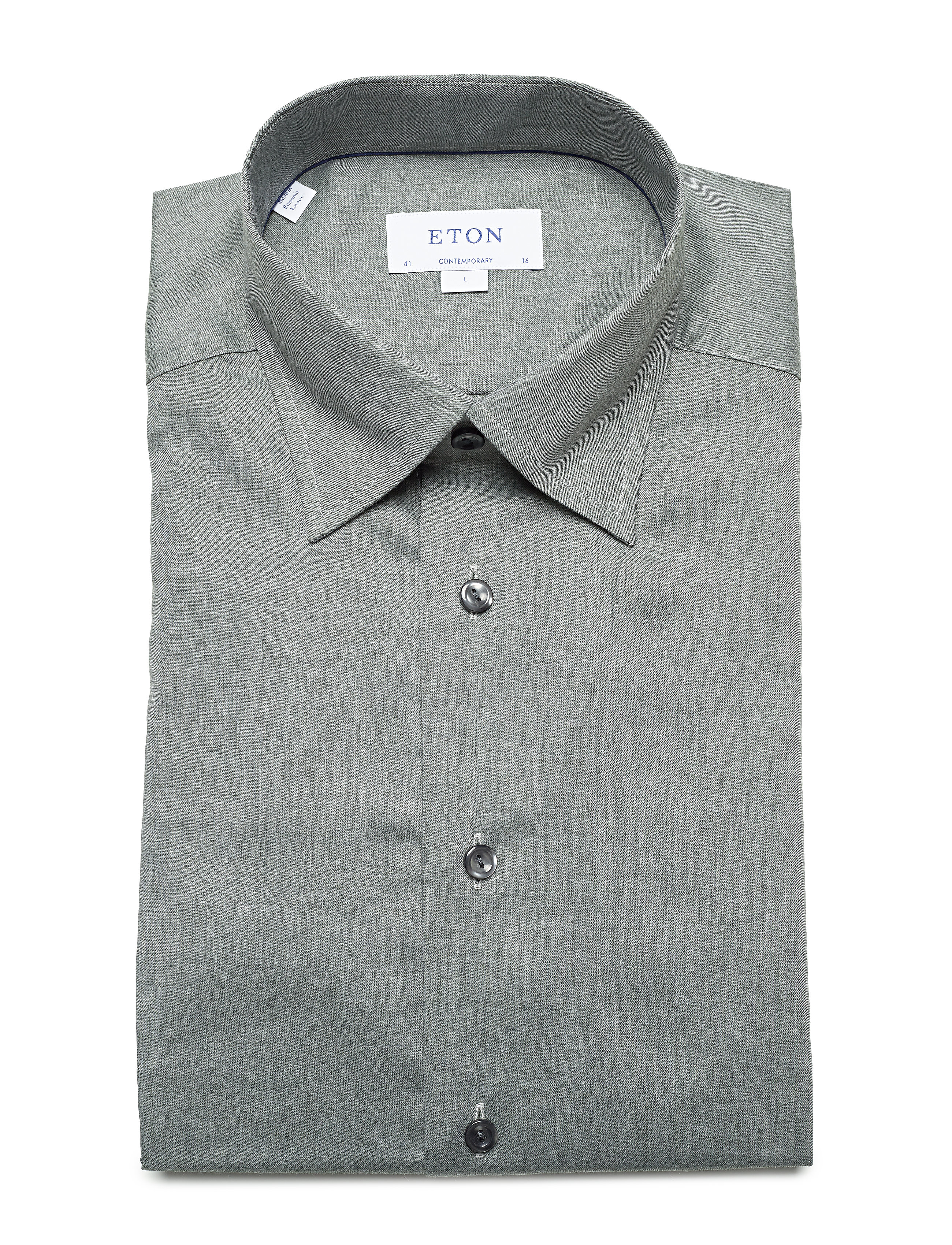 Eton - Green lightweight flannel shirt - green - 4