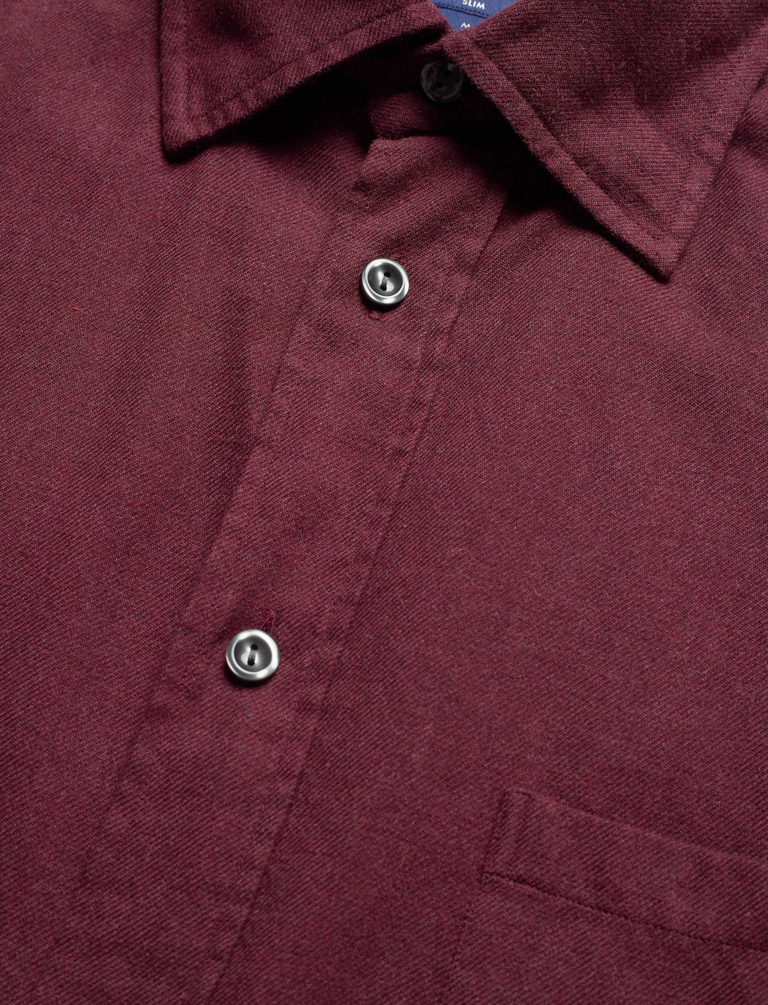 Eton - Burgundy flannel button-under collar shirt - pink/red - 2
