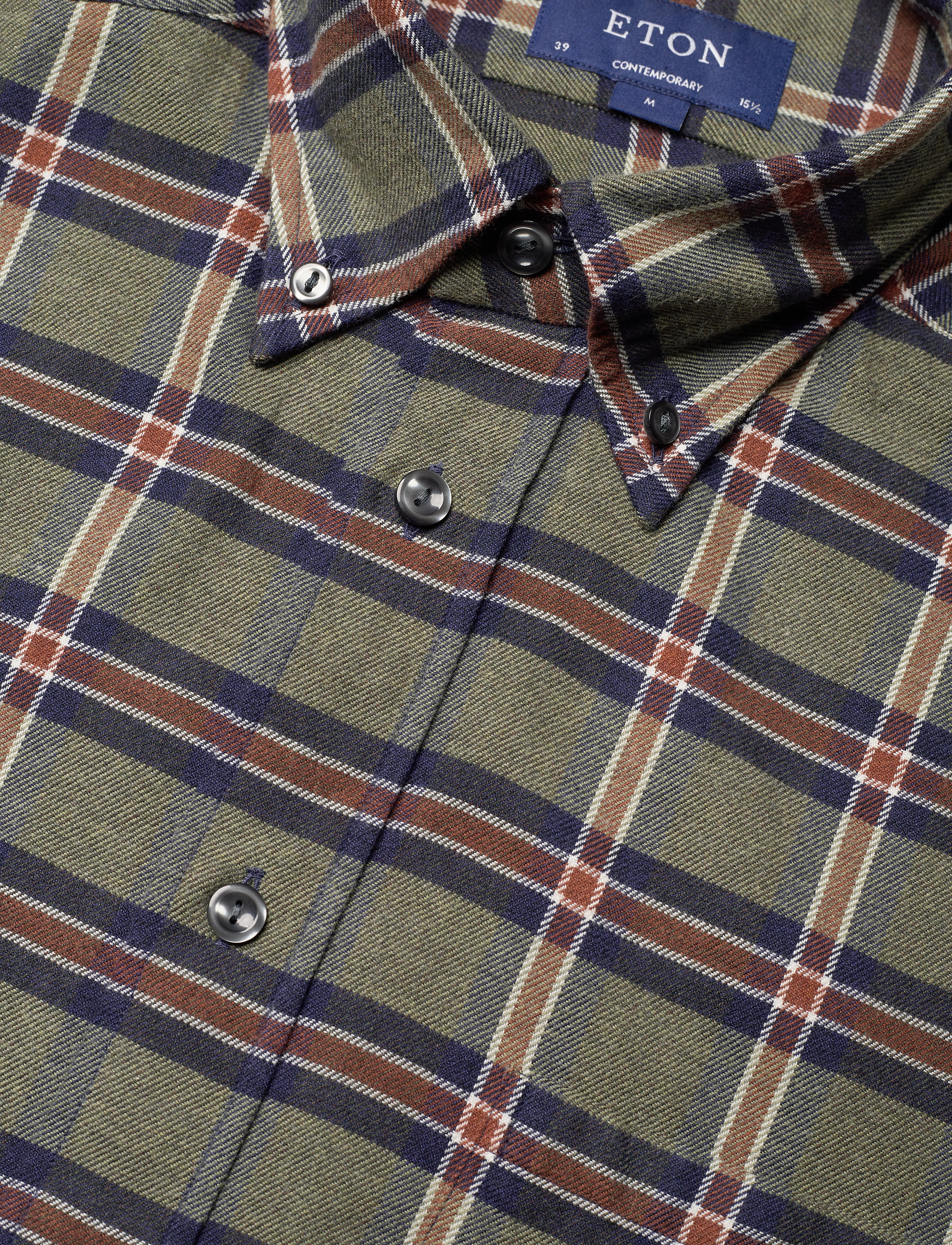 Eton - Contemporary  fit Casual Flannel Shirt - green - 3