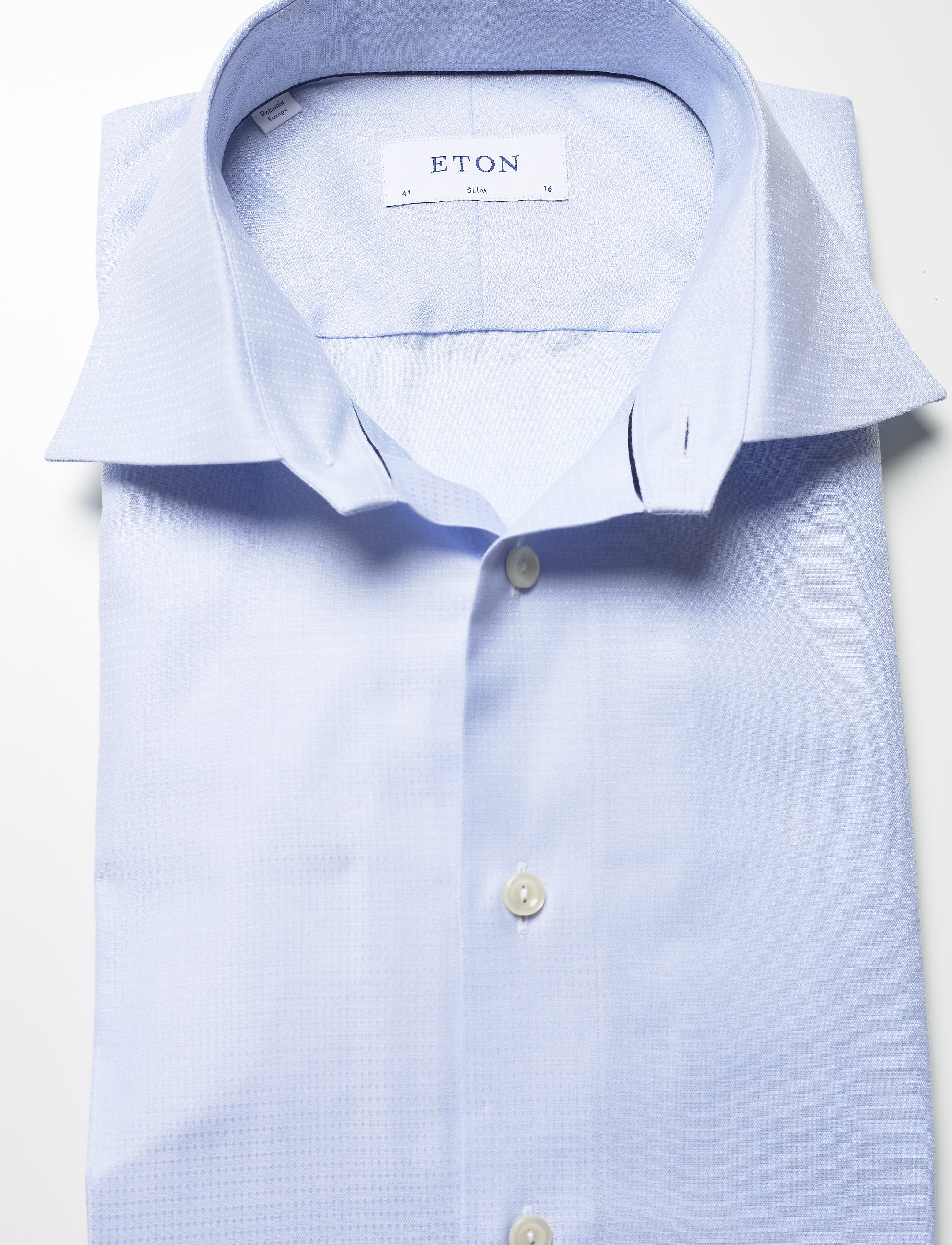 Eton - Blue micro weave twill shirt - blue - 3