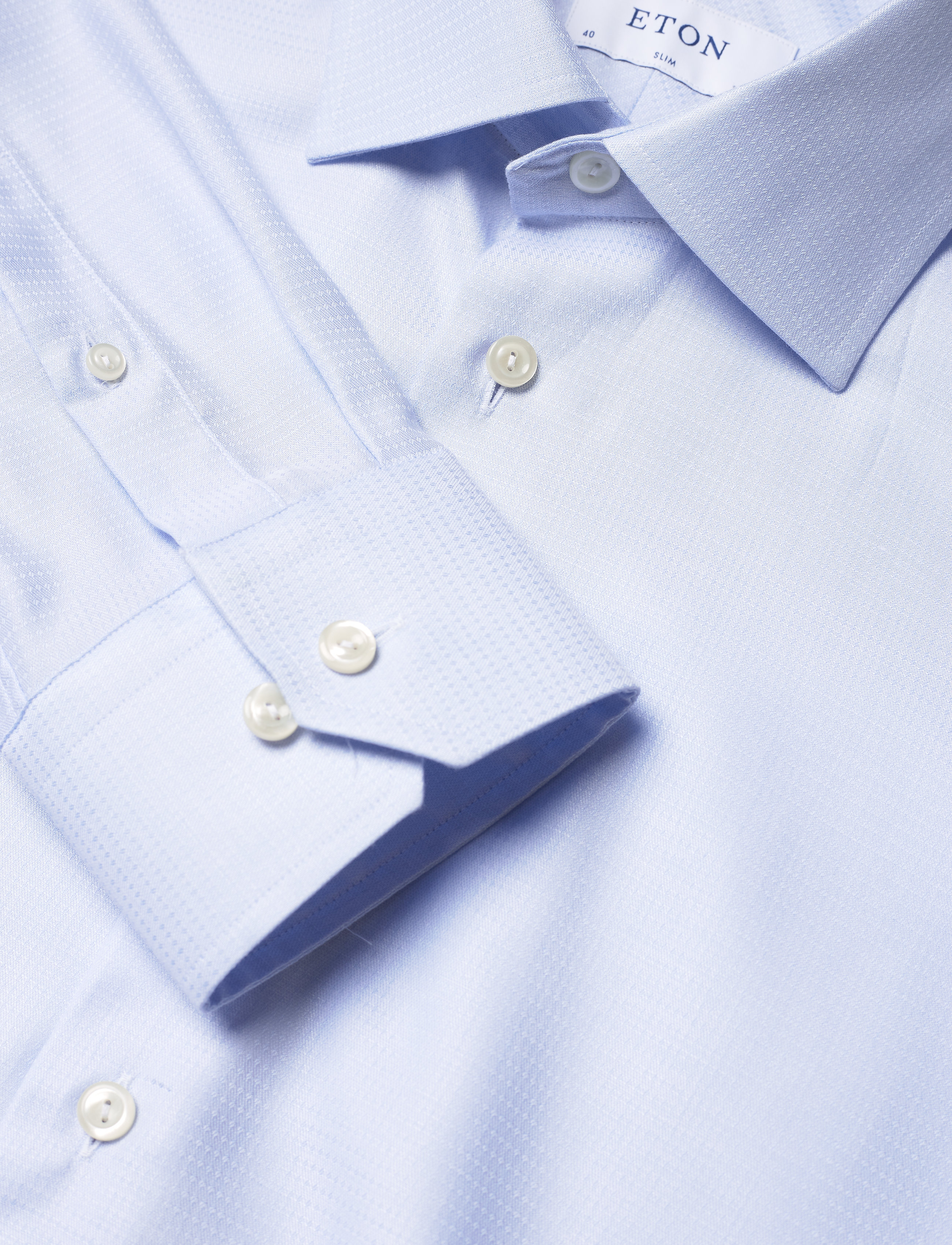 Eton - Blue micro weave twill shirt - blue - 4