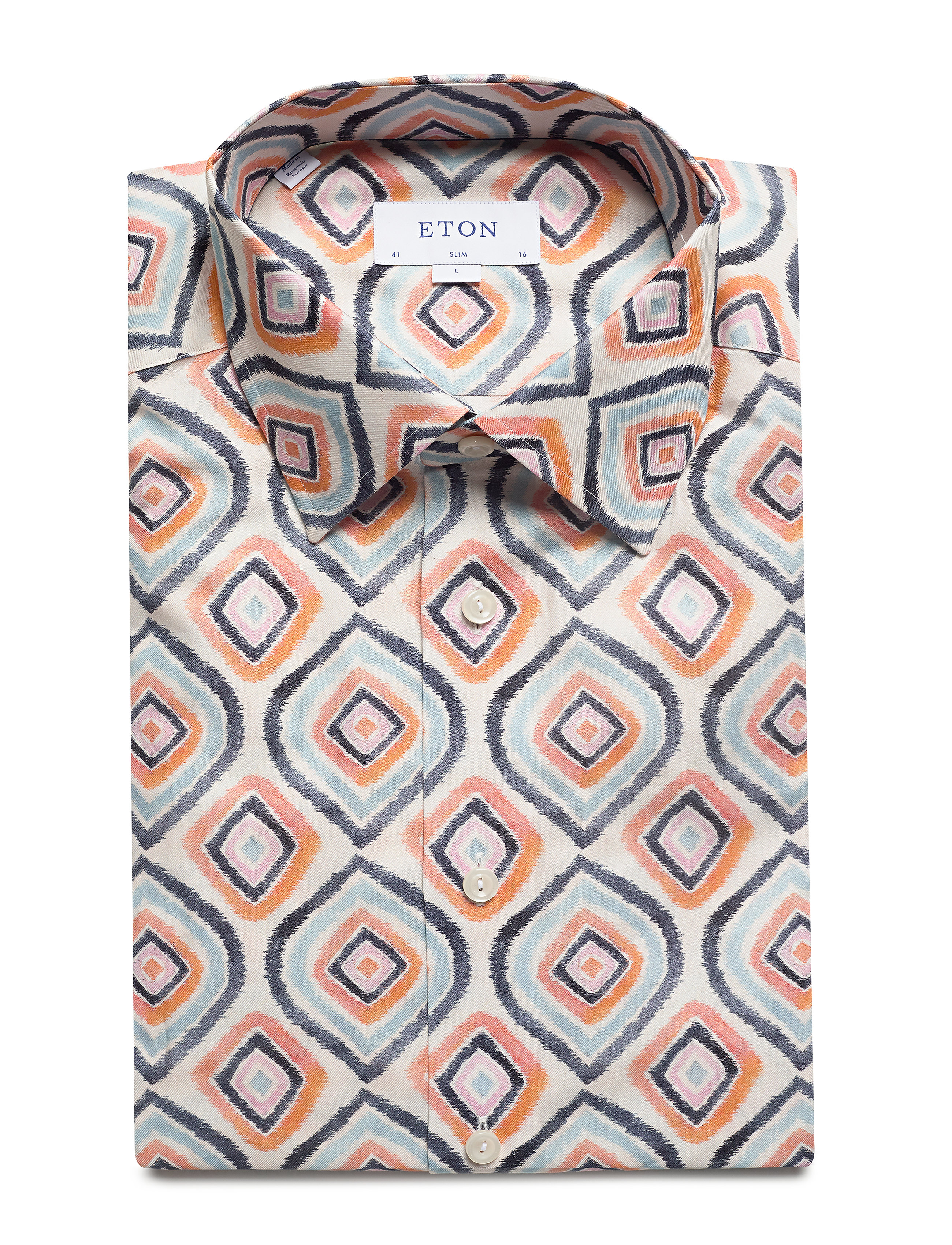 Eton - Retro geometric print shirt - white - 4