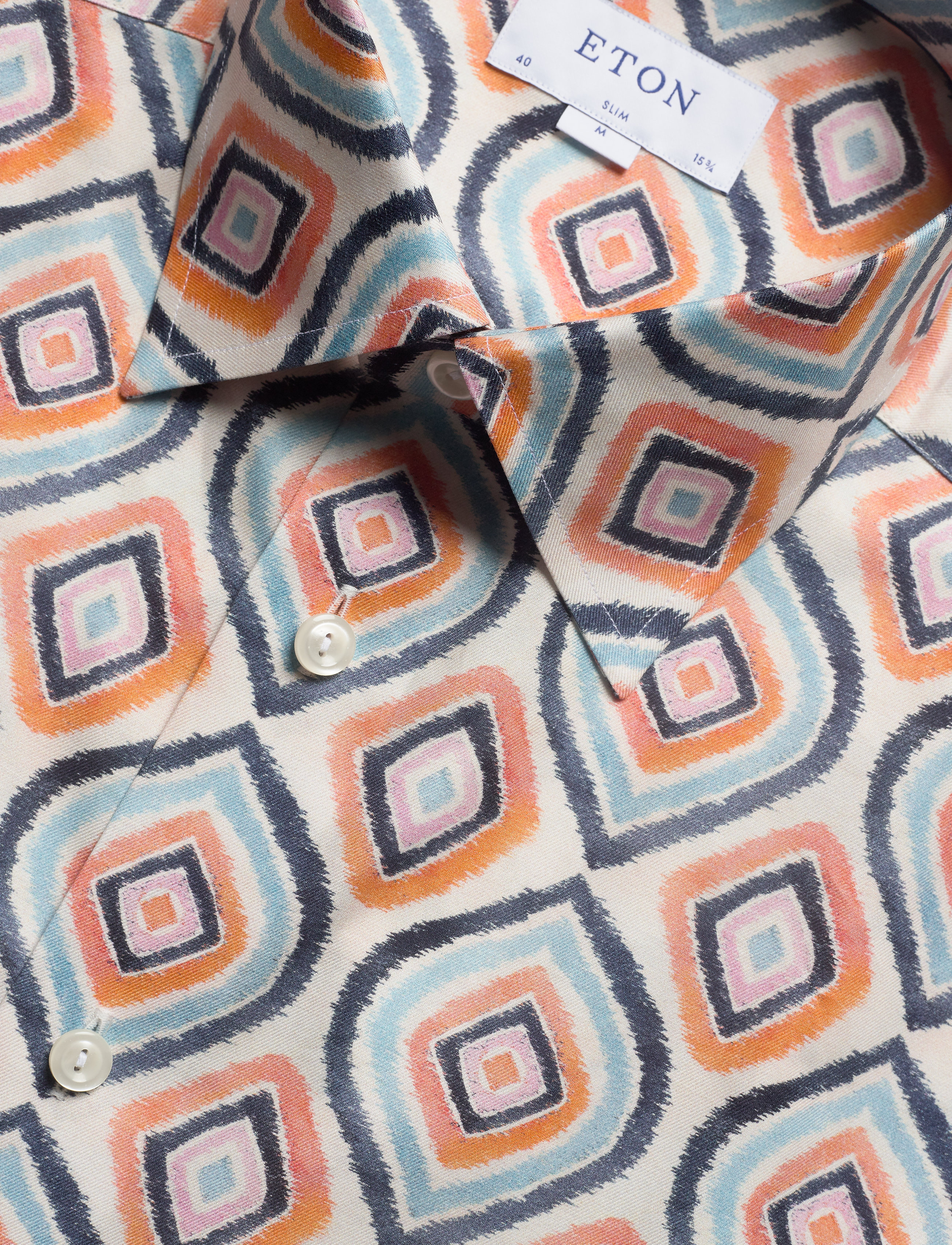 Eton - Retro geometric print shirt - white - 3