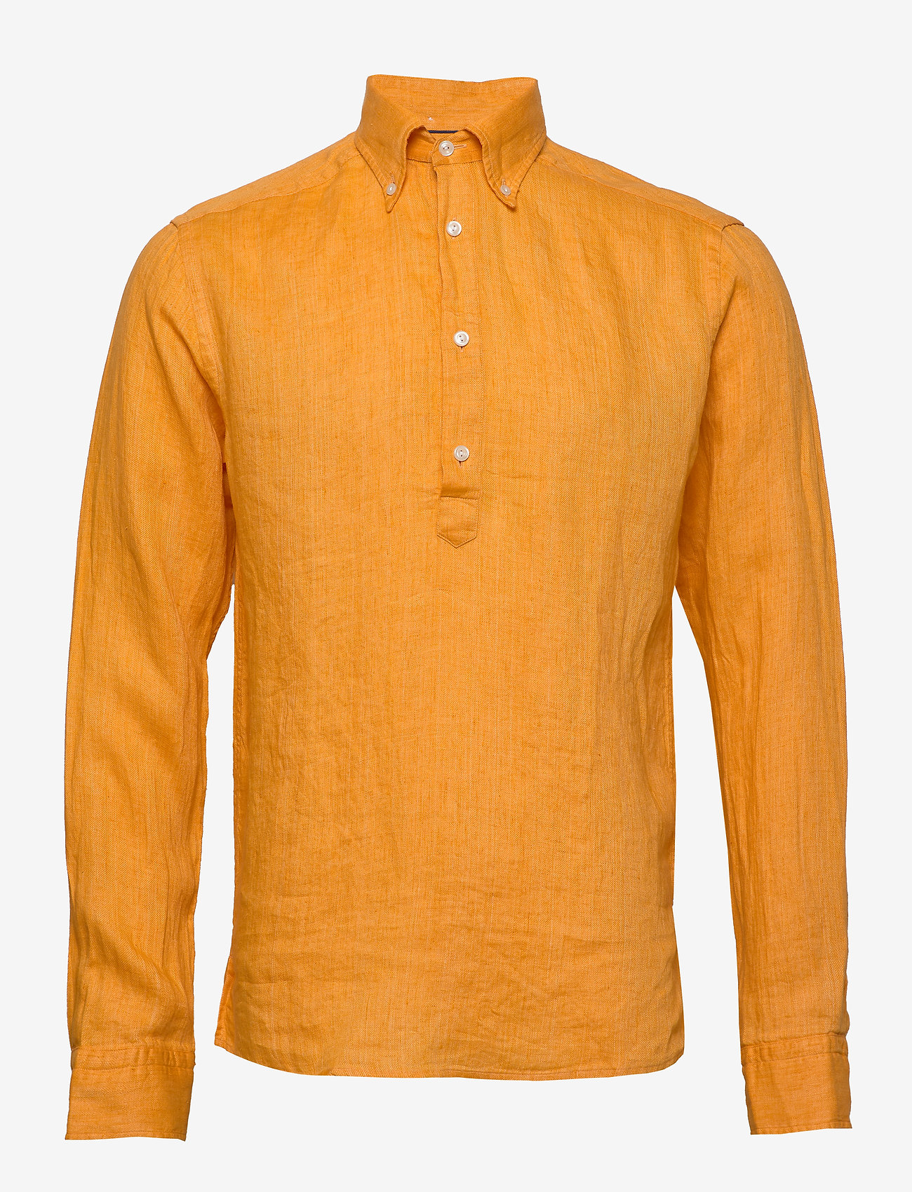 Eton - Luxe linen popover shirt - yellow/orange - 0