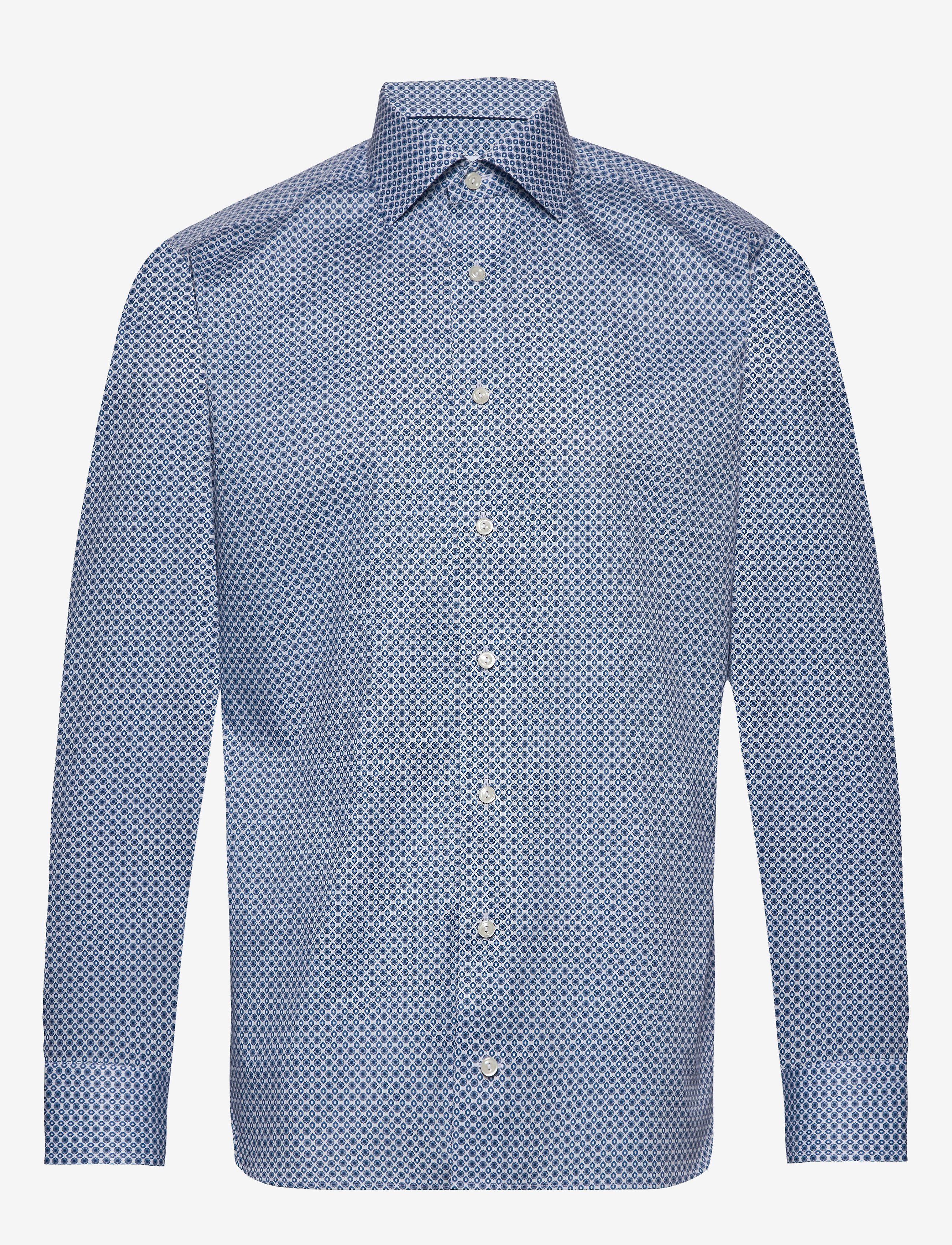 Eton - Beige medallions print shirt - blue - 0