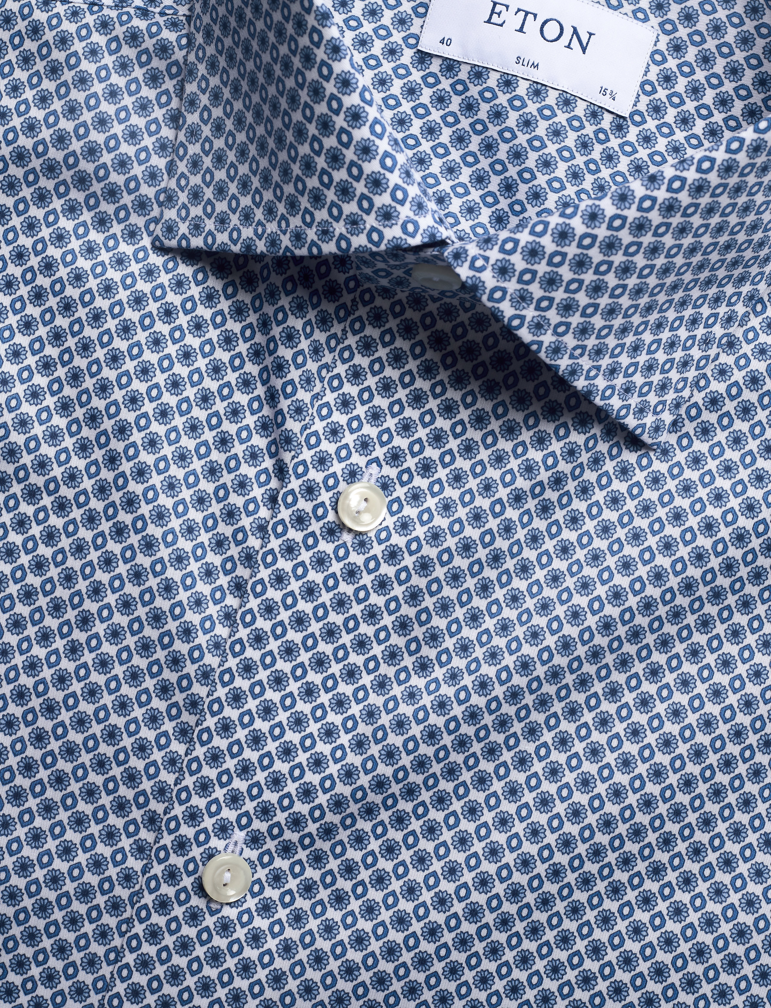 Eton - Beige medallions print shirt - blue - 3