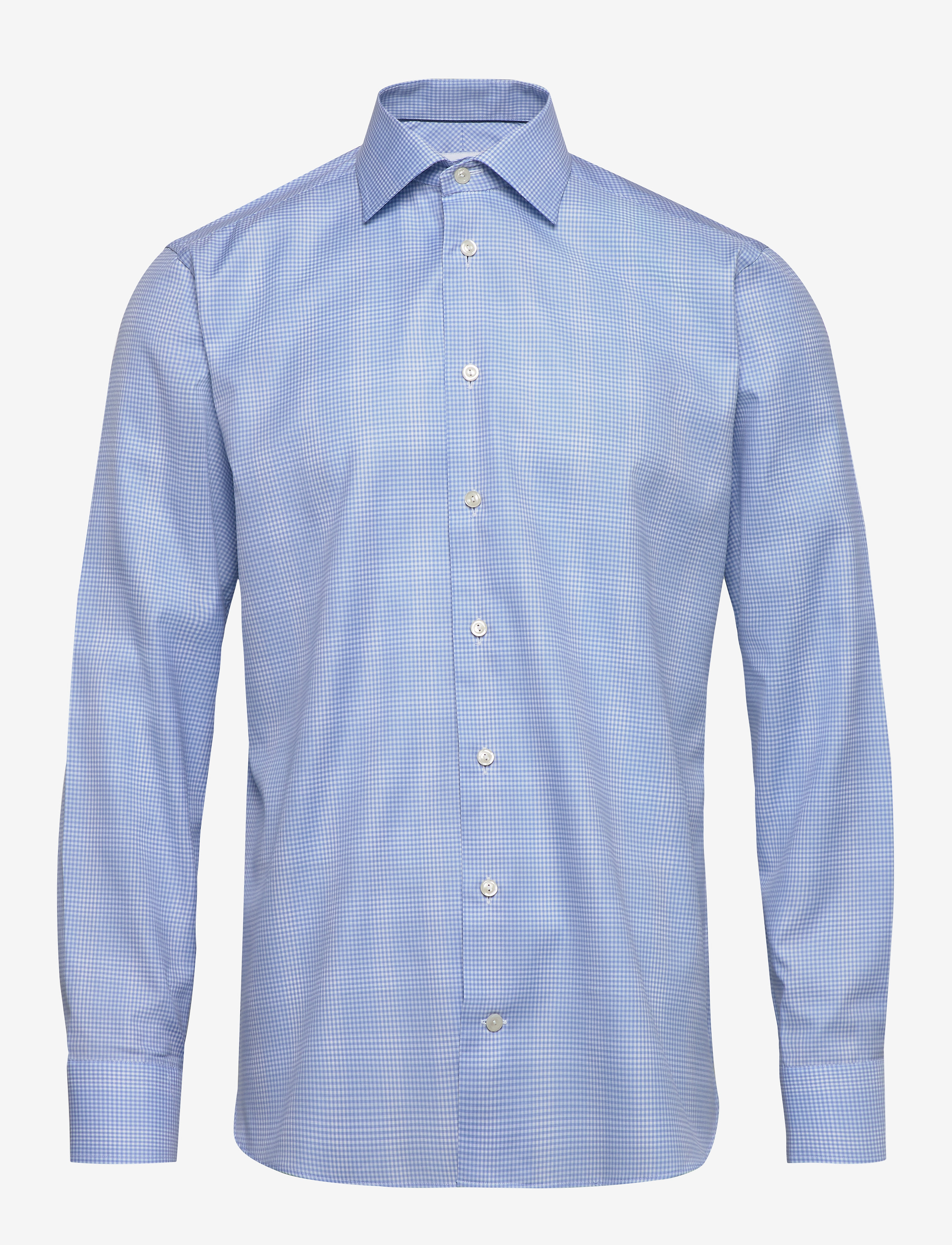 Eton - Blue gingham cotton-tencel shirt - blue - 0