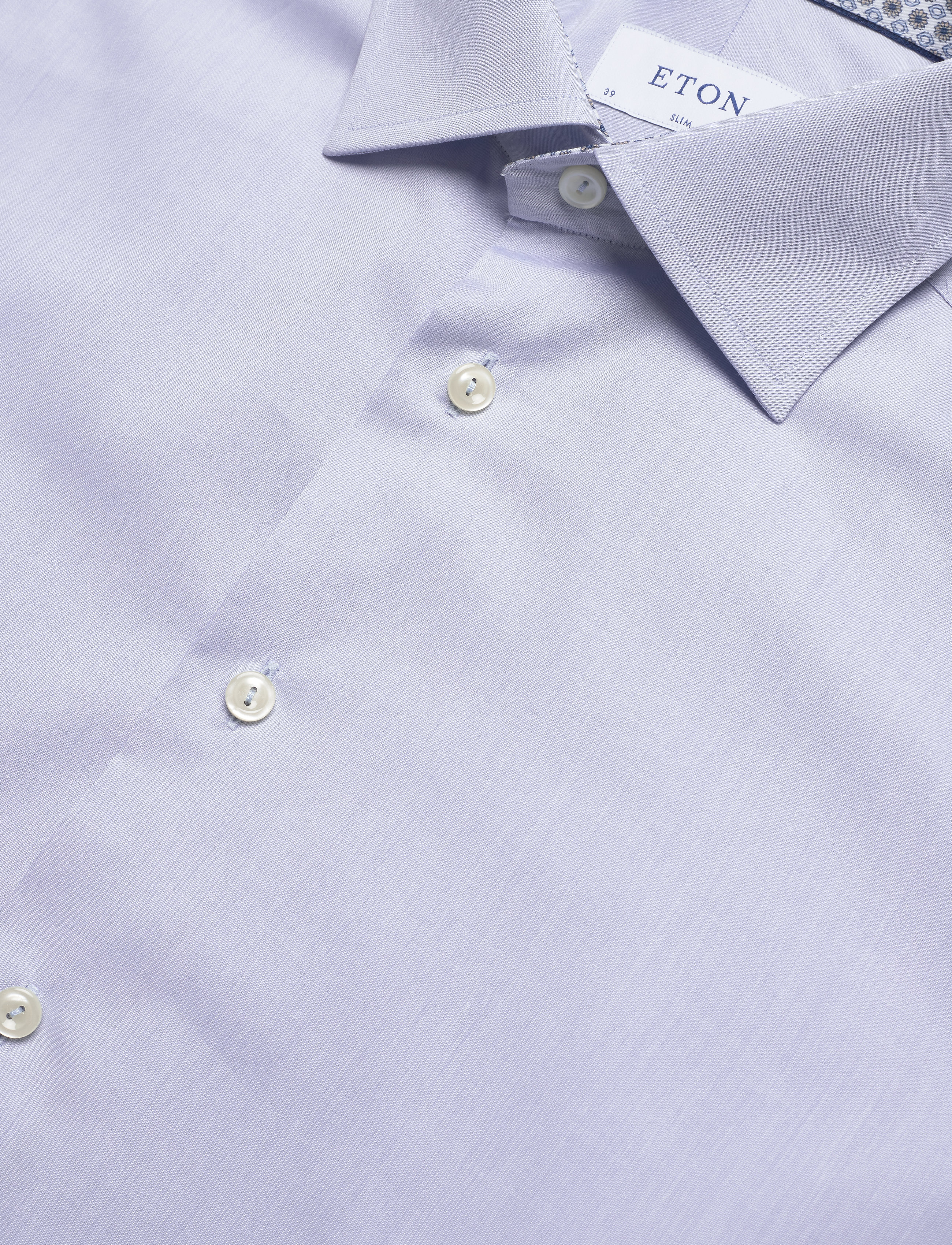 Eton - Twill shirt – geometric details - blue - 2