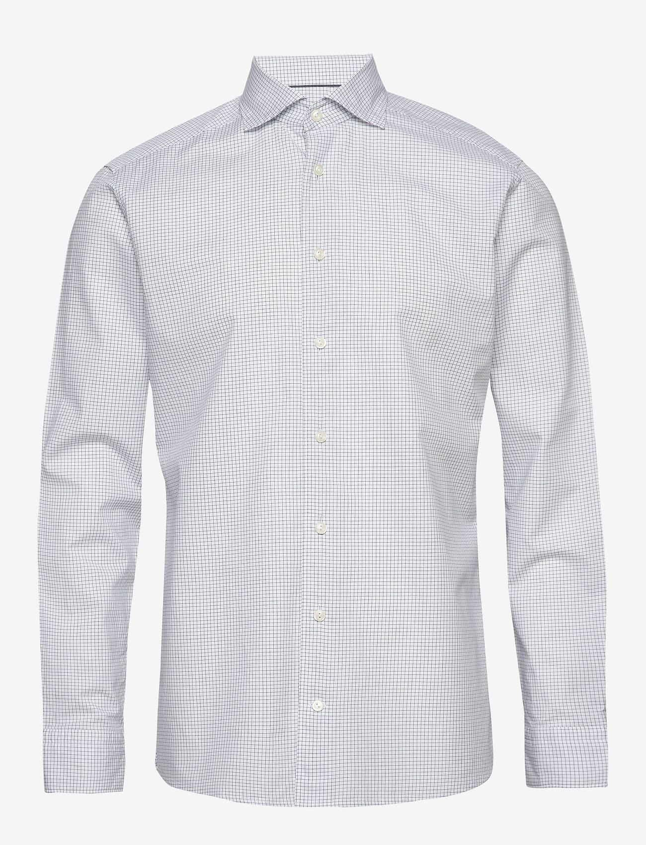 Eton - Navy checked cotton silk shirt – soft - blue - 0