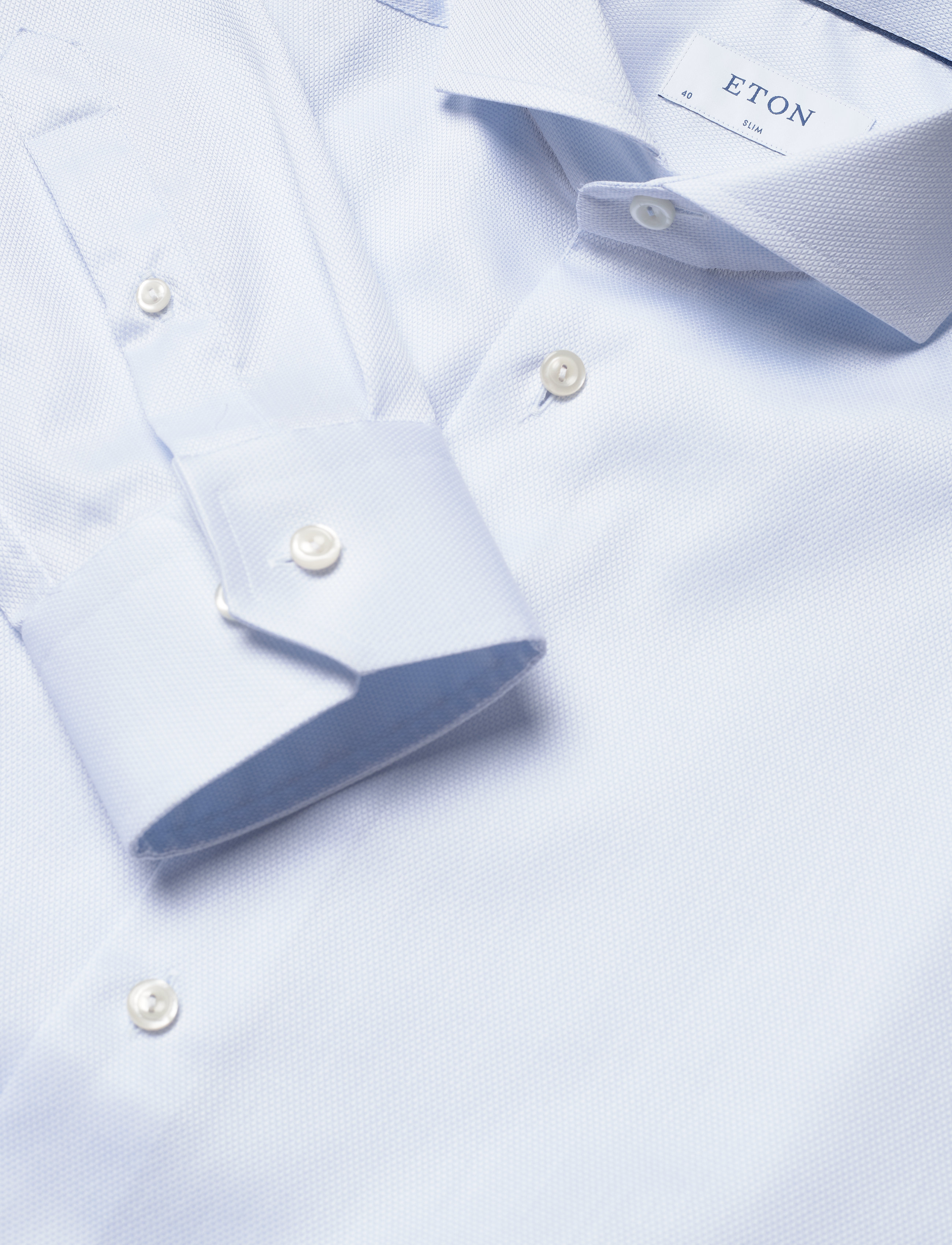 Eton - Diamond weave shirt - blue - 3