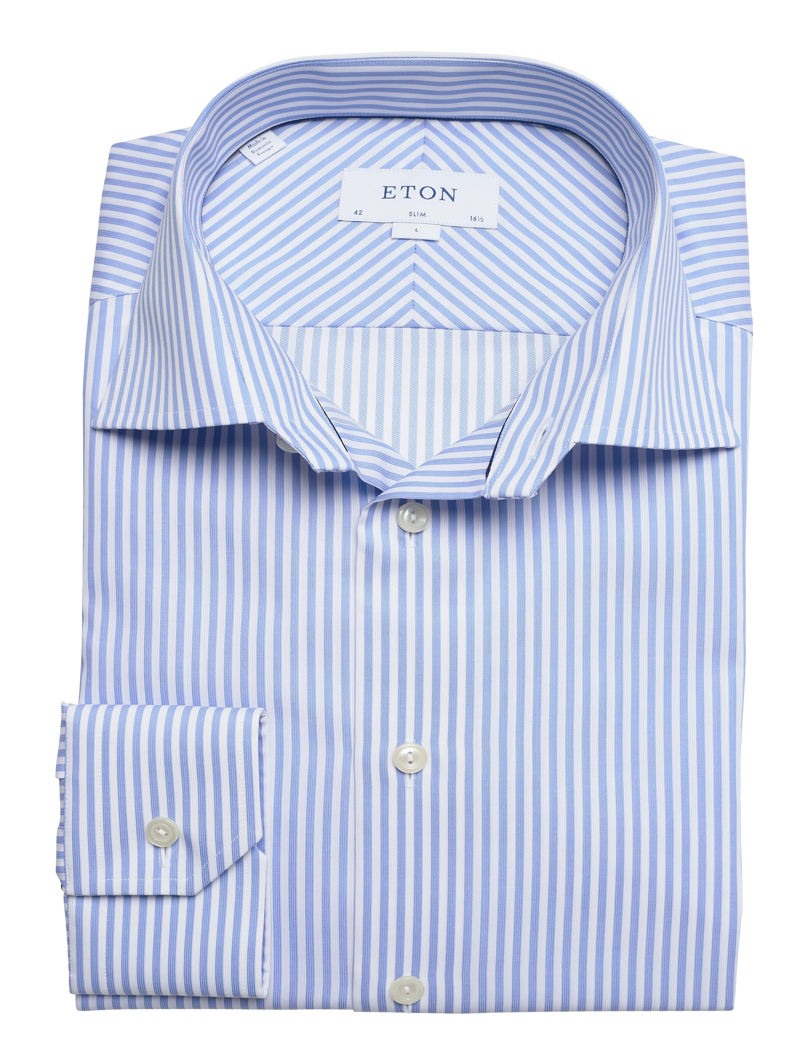 Eton - Slim fit Blue Satin shirt - blue - 4