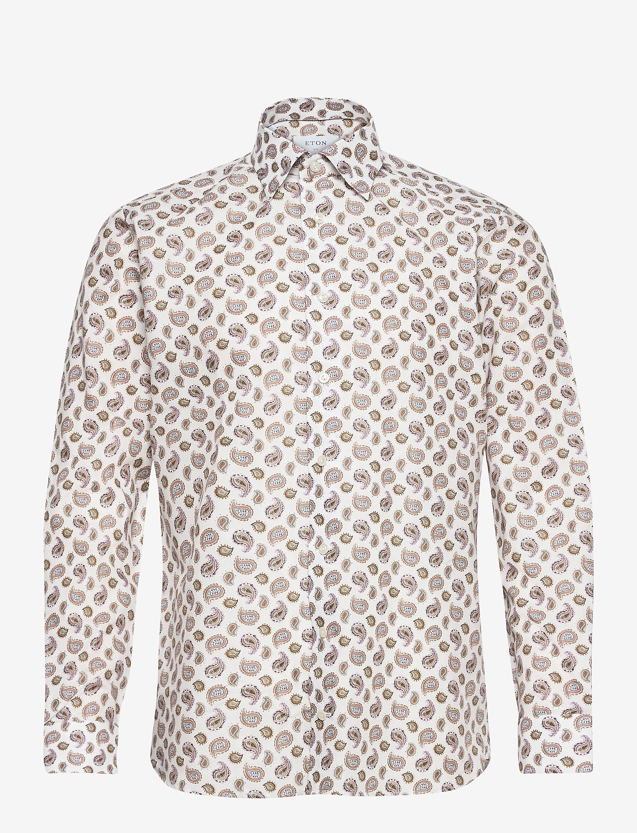 Eton - Slim fit Offwhite/Brown Signature Twill shirt - offwhite/brown - 0