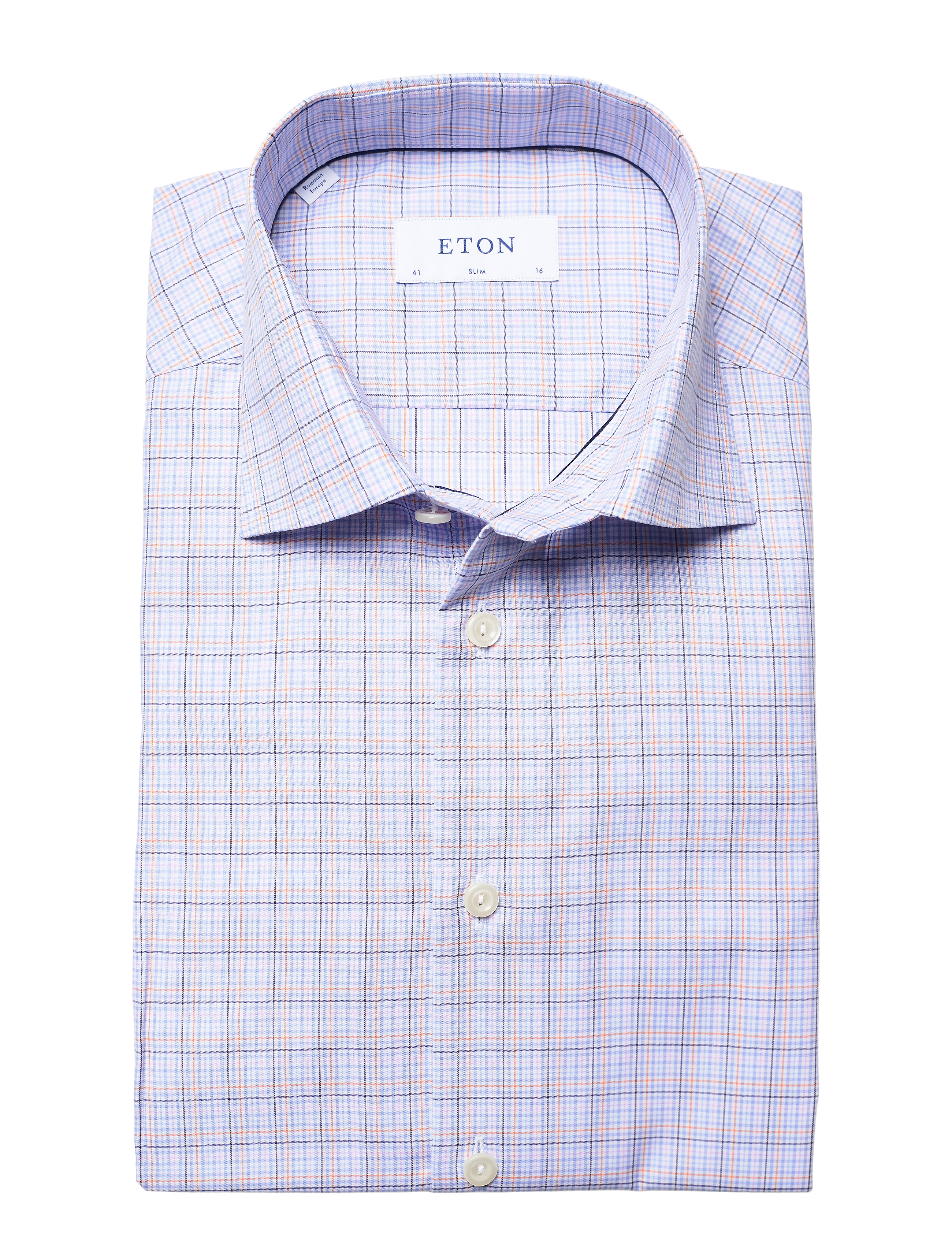 Eton - Slim fit Yellow/Orange Lightweight Twill shirt - yellow/orange - 4