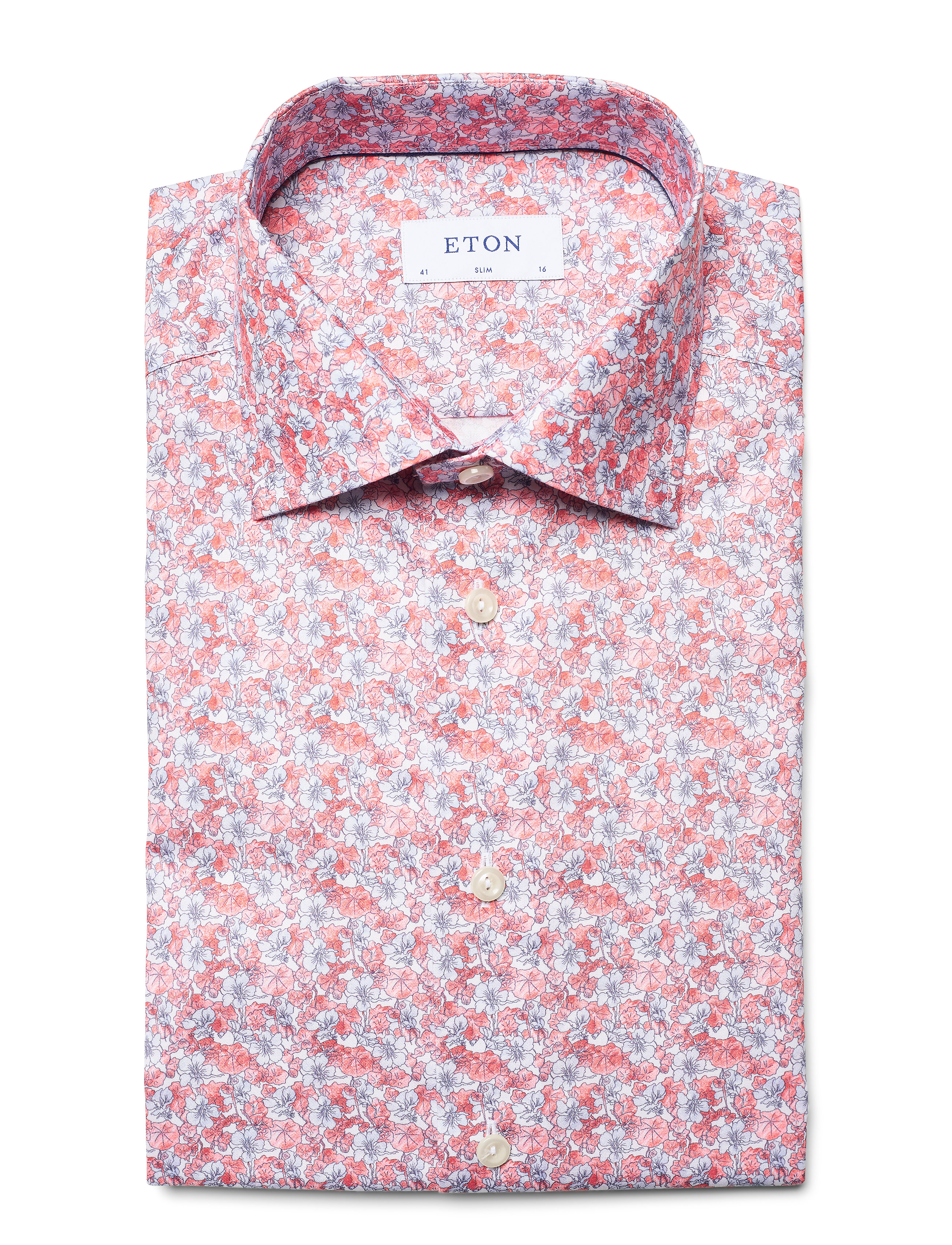 Eton - Slim fit Yellow/Orange Signature Twill shirt - orange - 4
