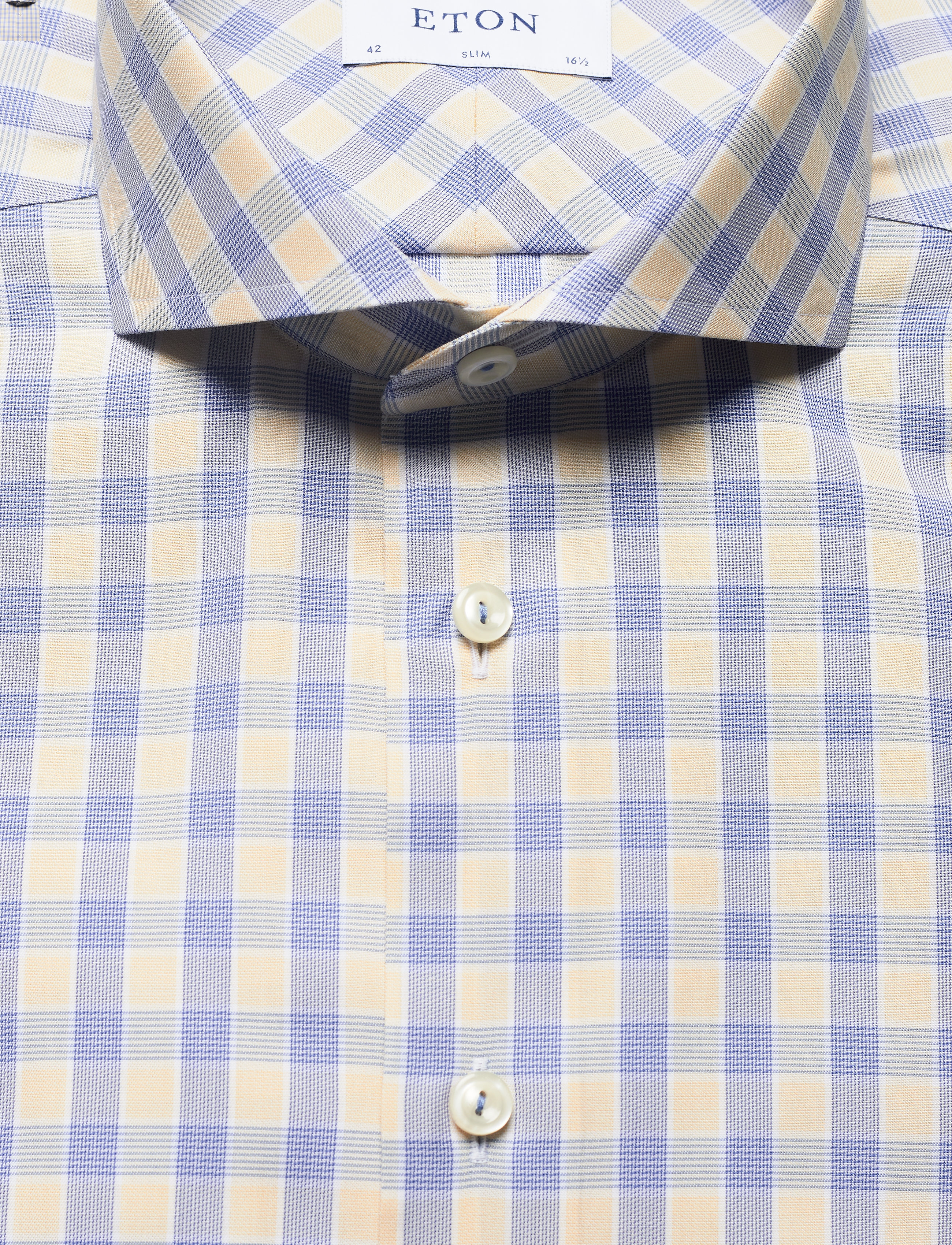 Eton - Slim fit Offwhite/Brown Signature Twill shirt - offwhite/brown - 2