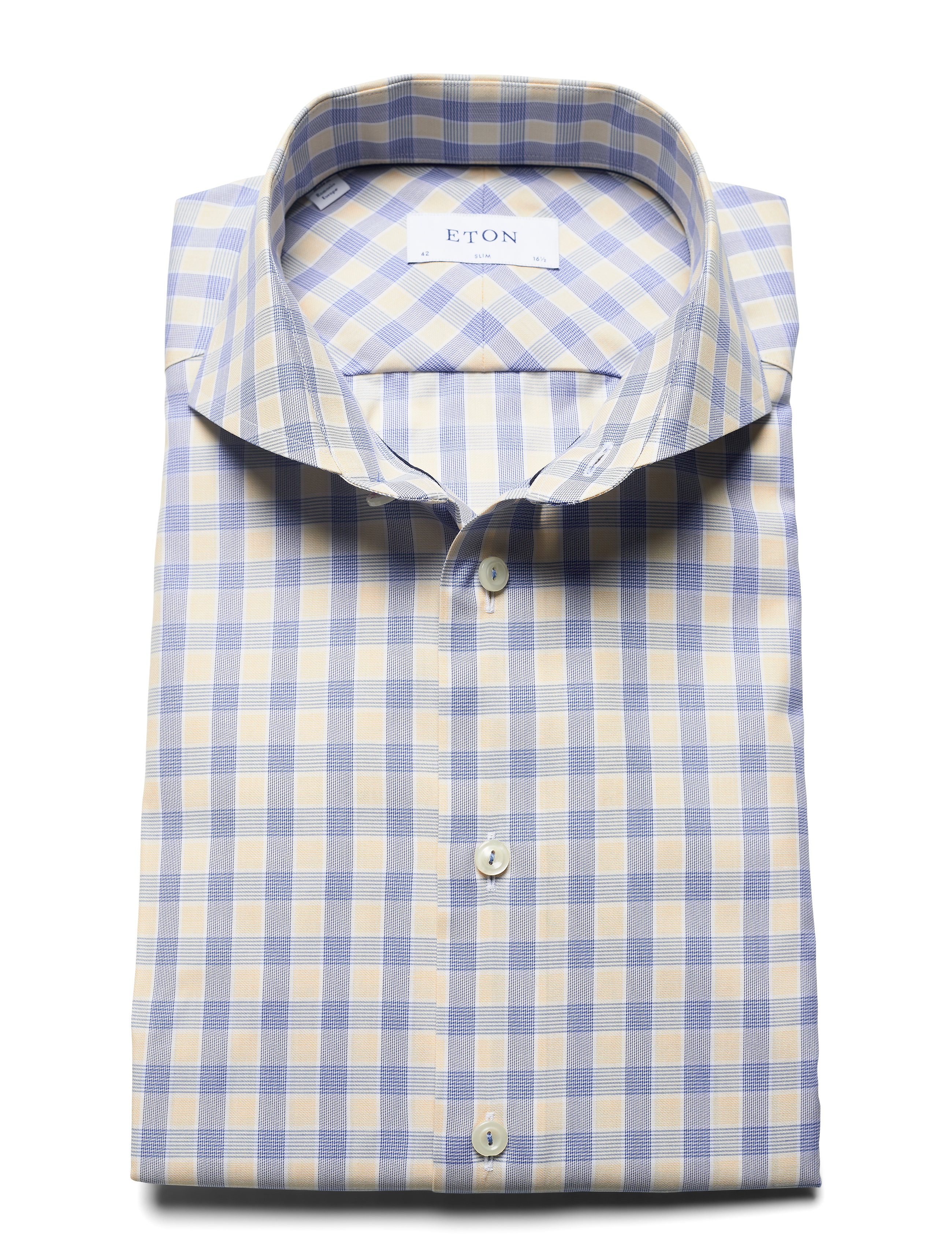 Eton - Slim fit Offwhite/Brown Signature Twill shirt - offwhite/brown - 4