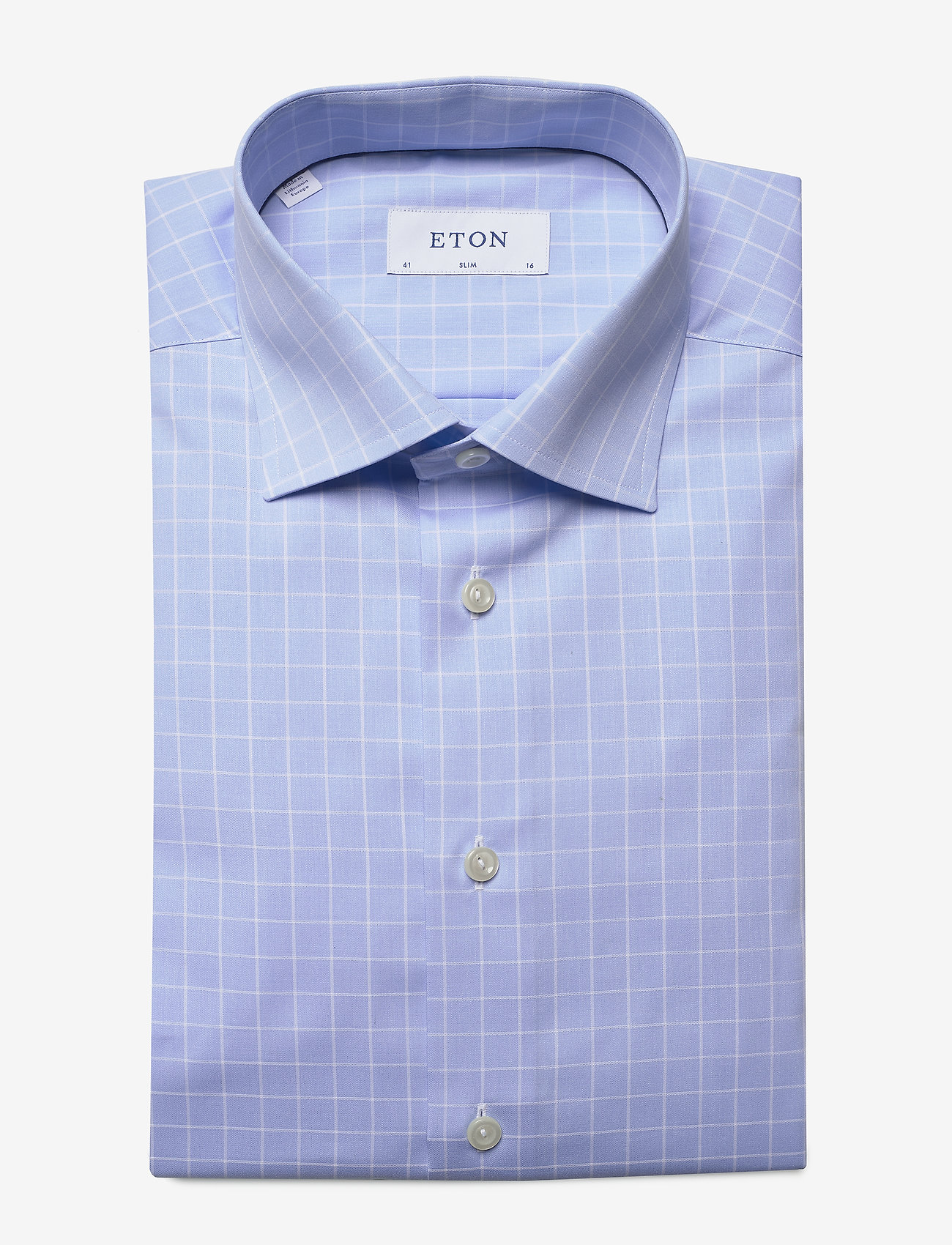 Eton - Blue & white checked shirt - blue - 4