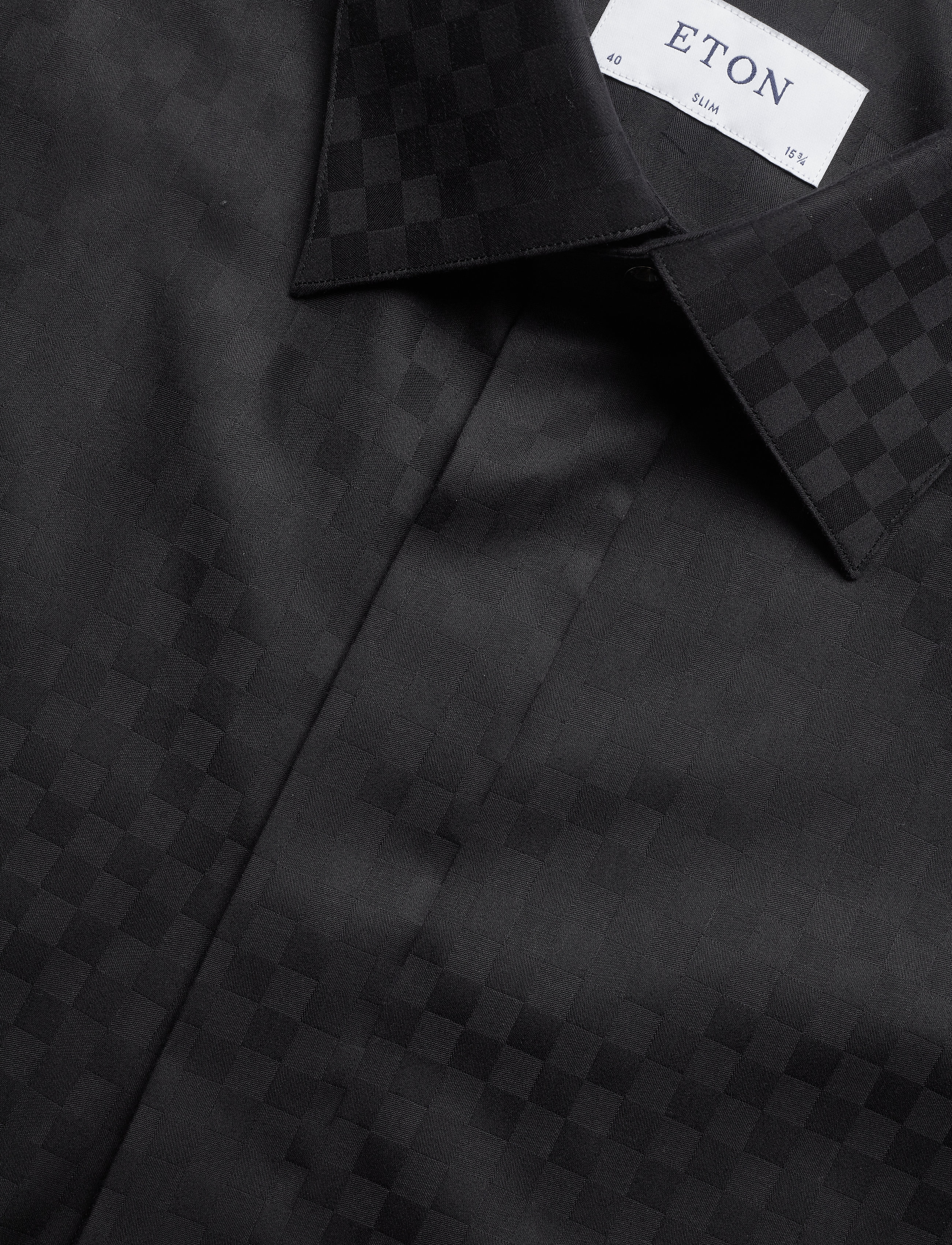Eton - Chessboard check evening shirt - black - 3