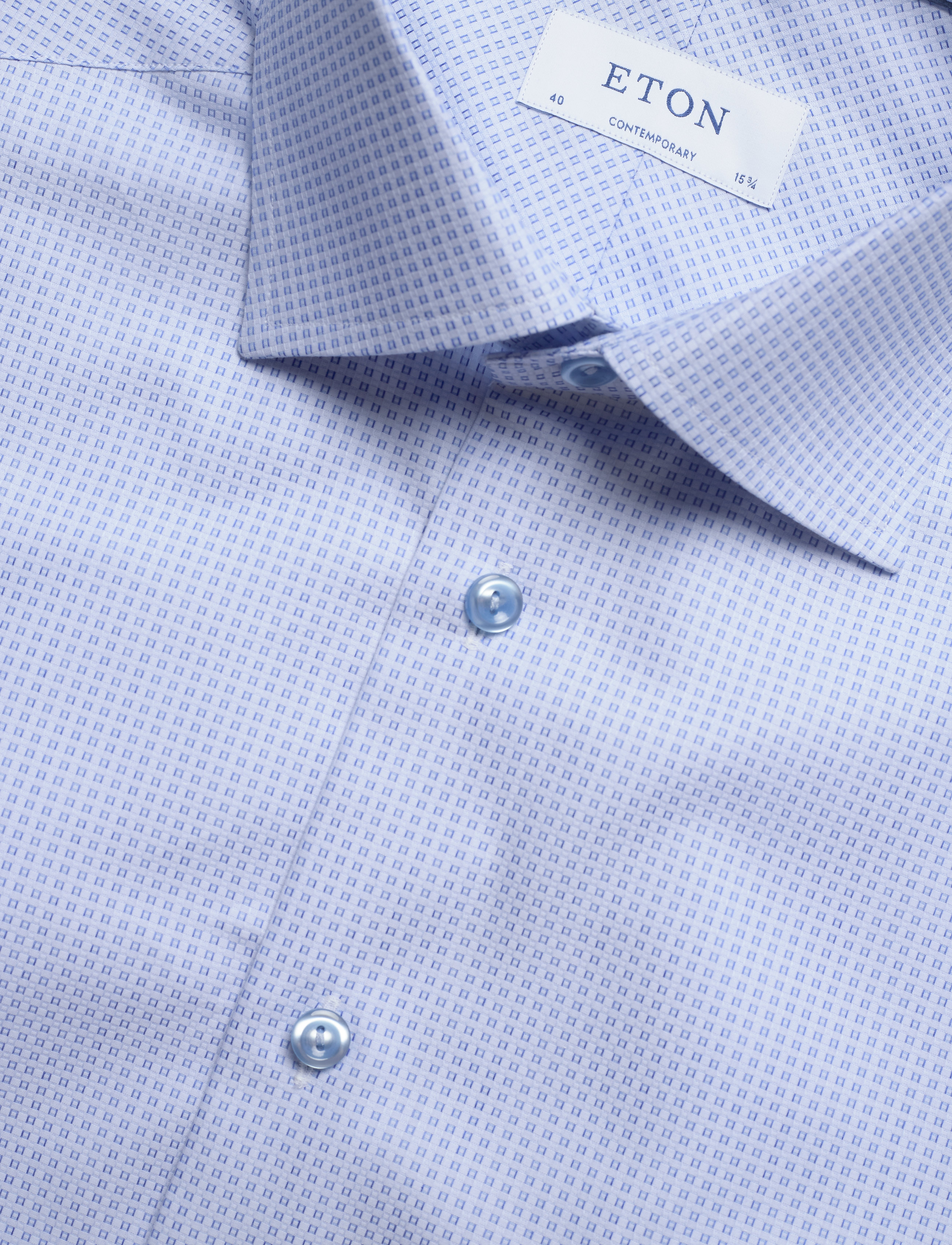 Eton - Blue woven checks shirt - blue - 3