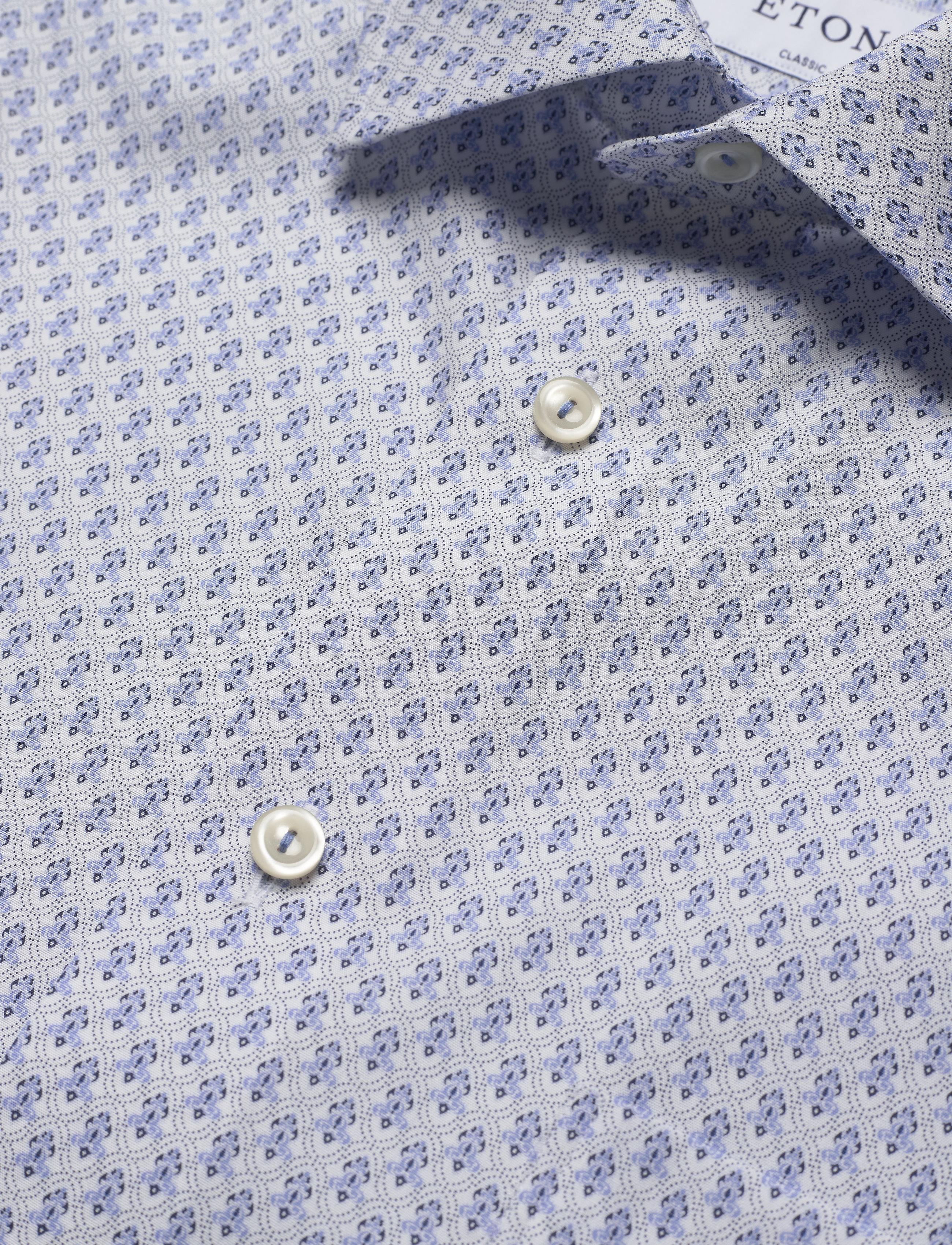 Eton - Blue medallion poplin shirt - blue - 3