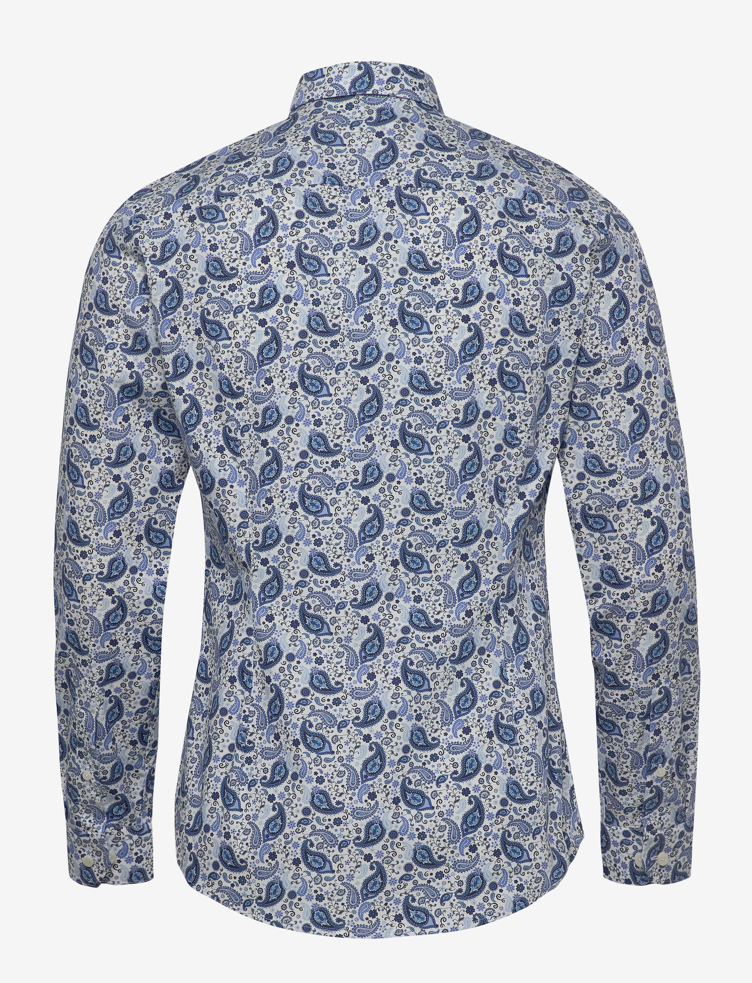 Eton - Blue paisley poplin shirt - blue - 1