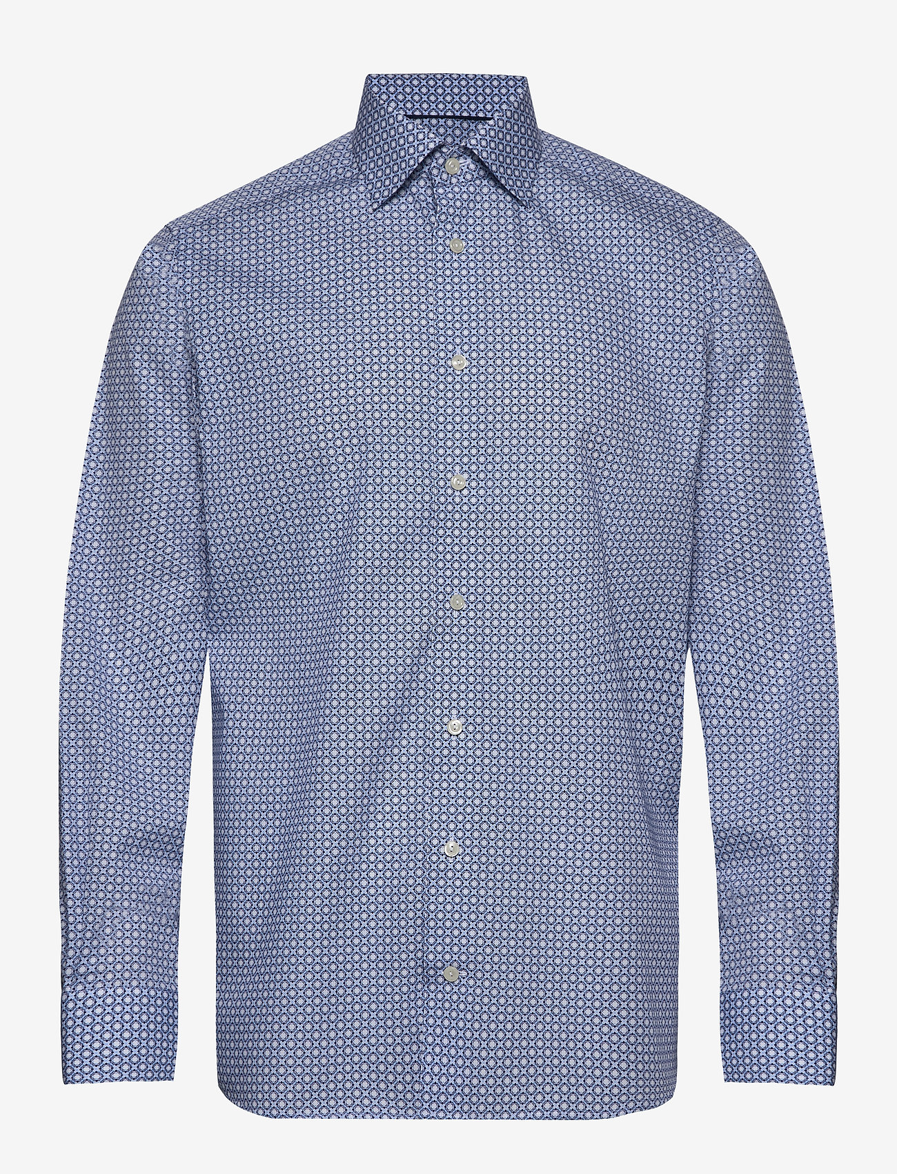 Eton - Block print poplin shirt - blue - 0