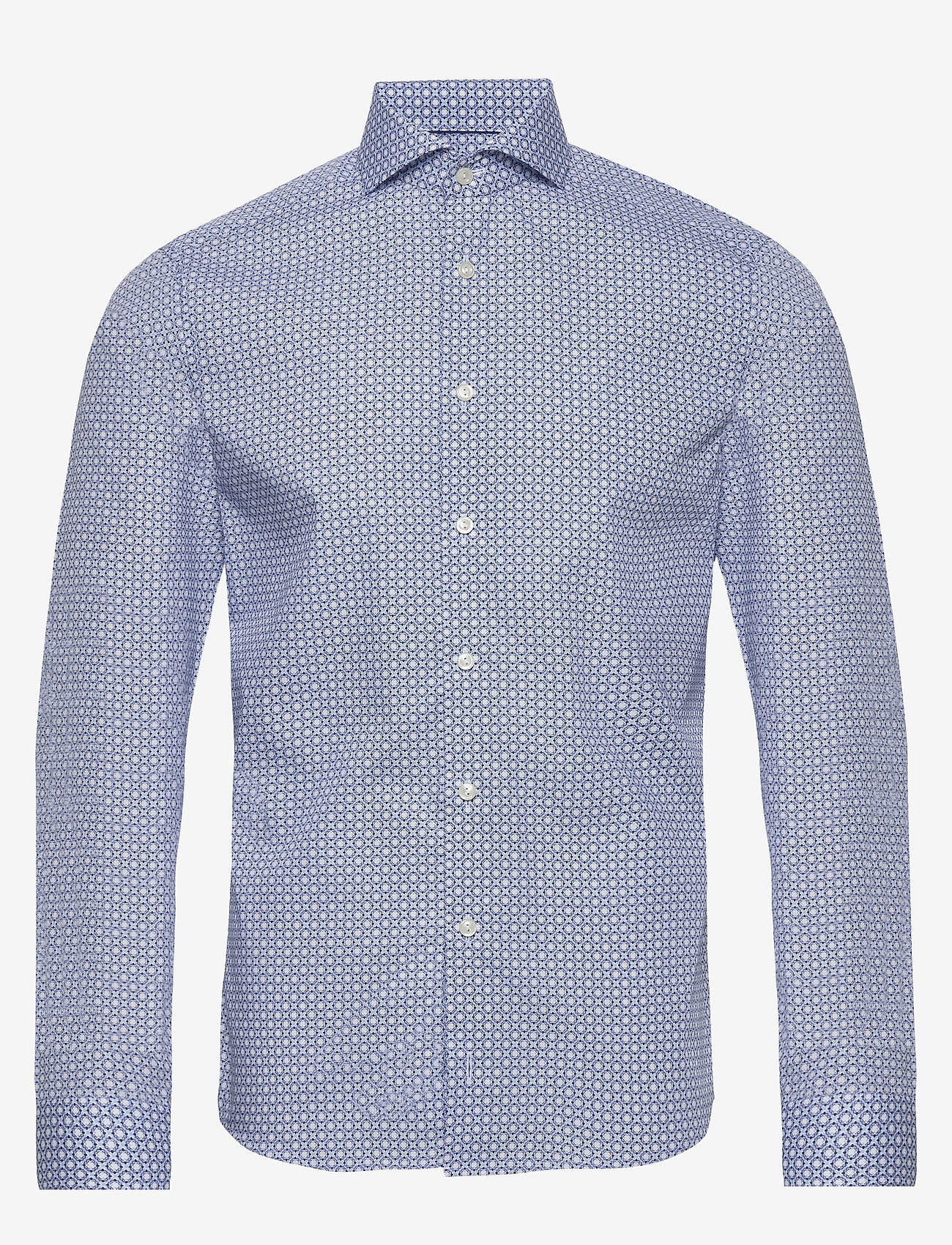 Eton - Block print poplin shirt - blue - 0