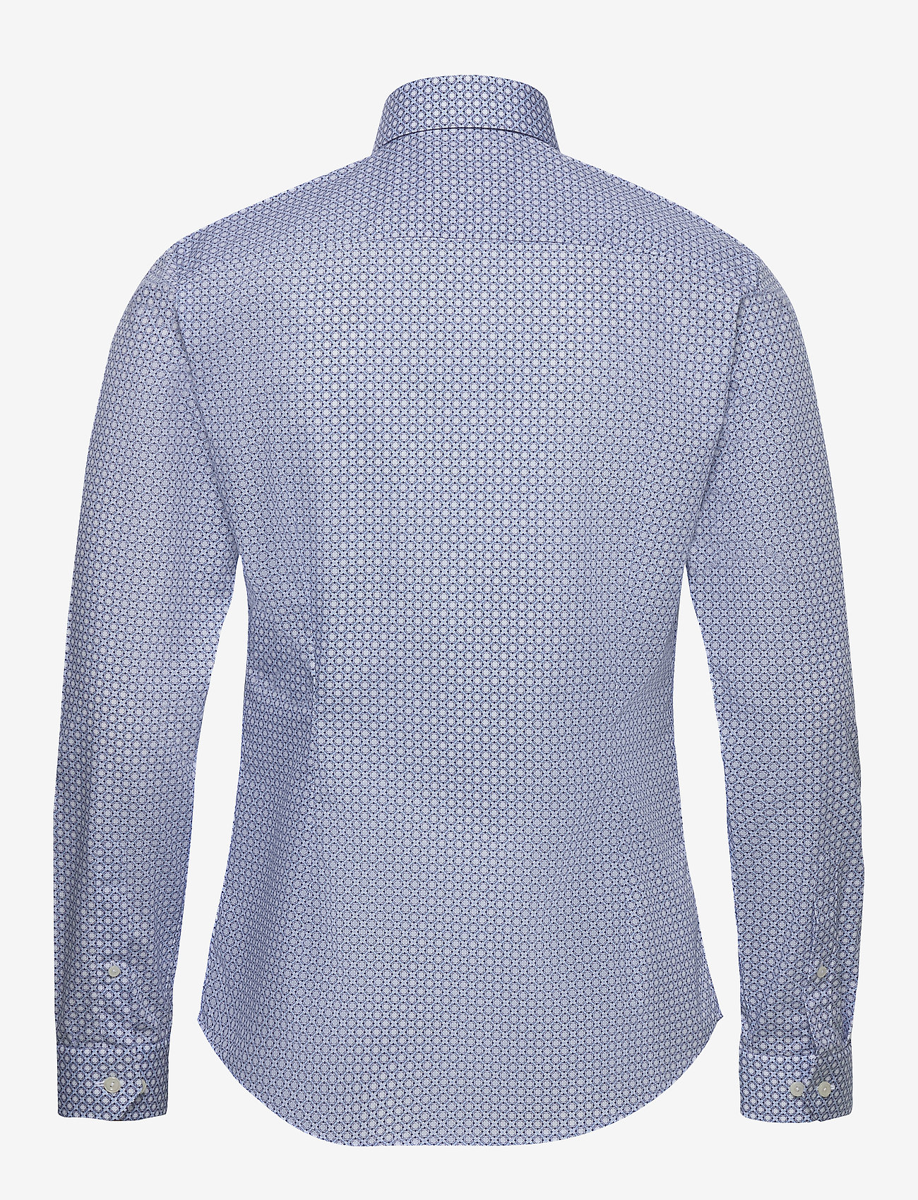 Eton - Block print poplin shirt - blue - 1