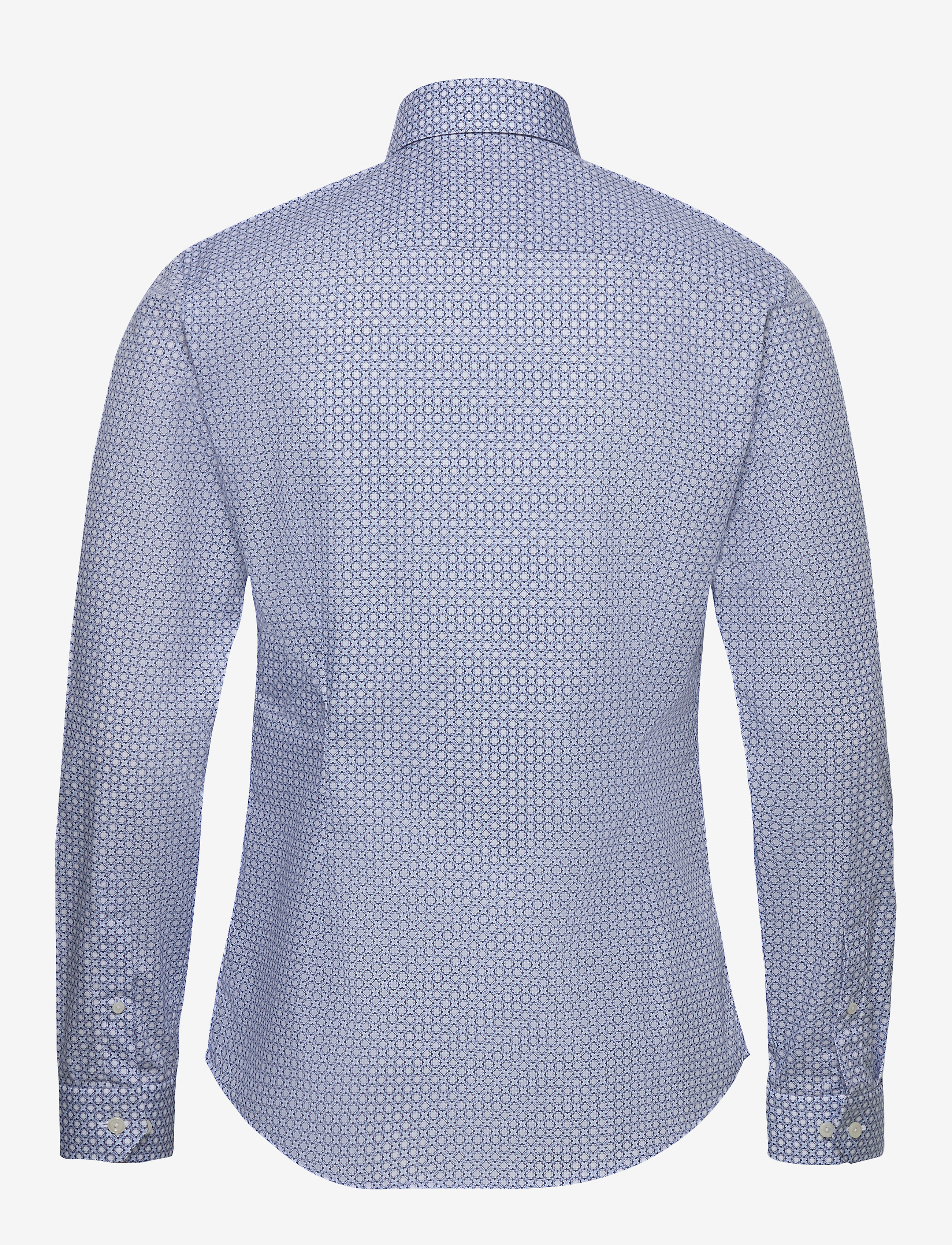 Eton - Block print poplin shirt - blue - 1