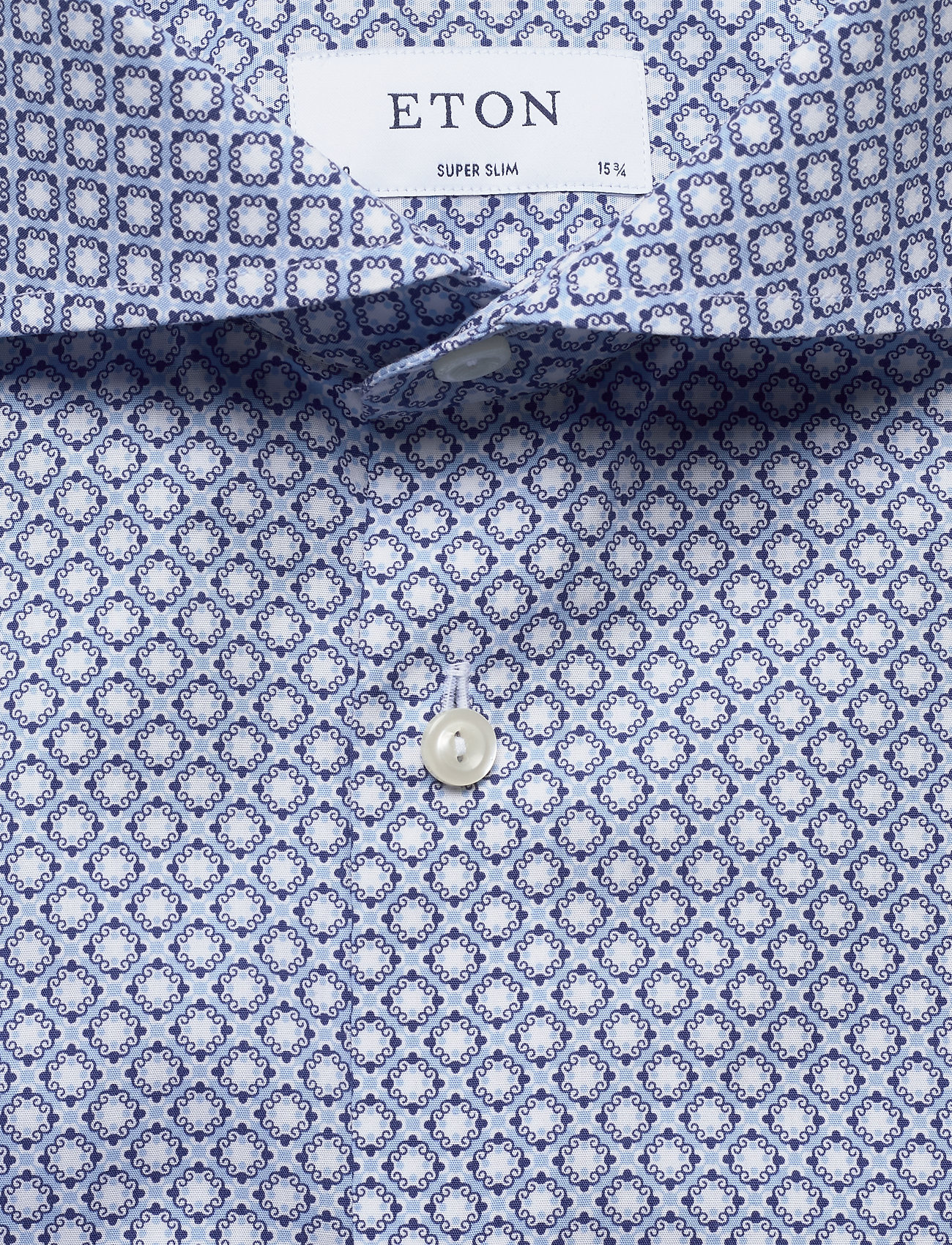Eton - Block print poplin shirt - blue - 2
