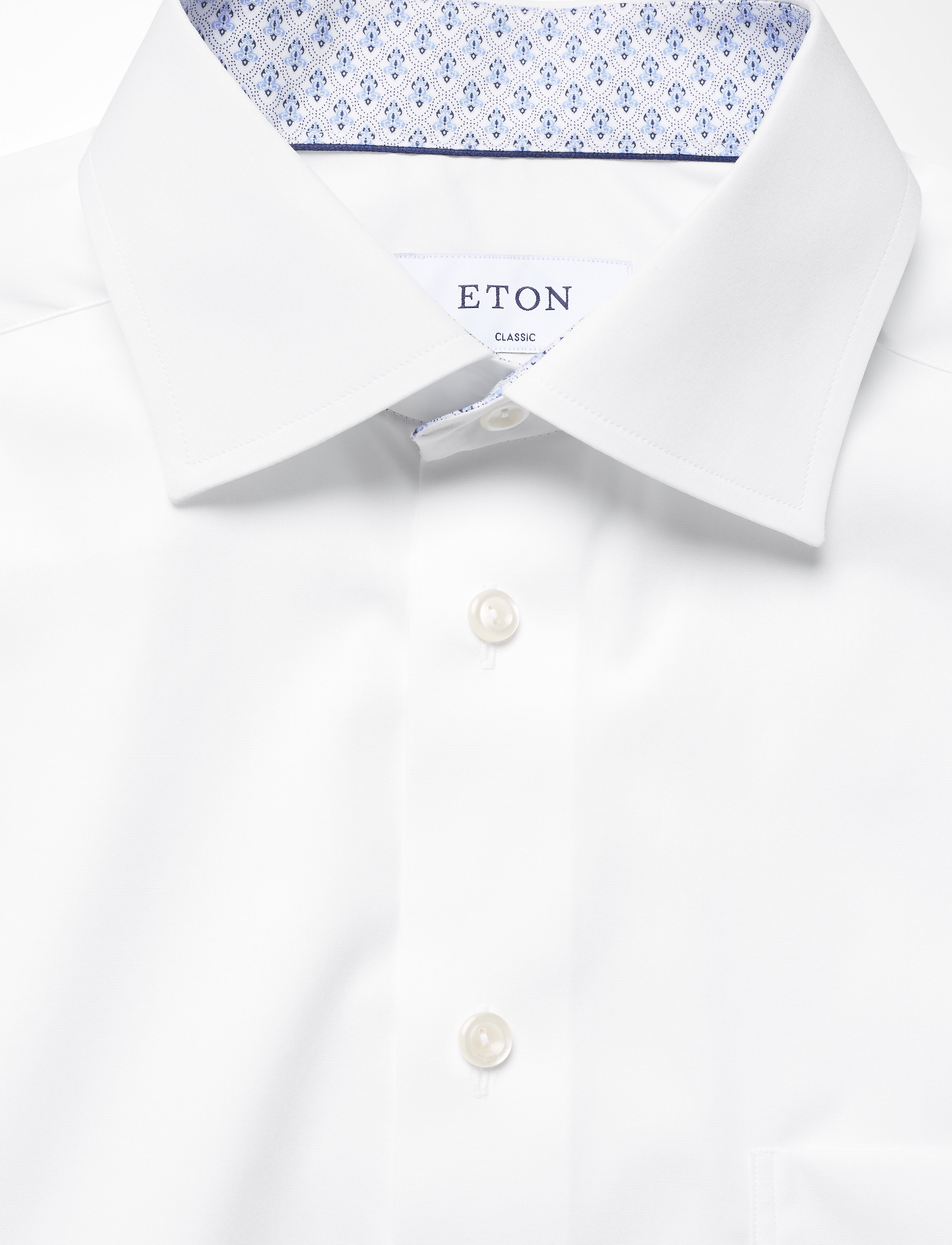 Eton - White poplin shirt – micro print details - white - 2