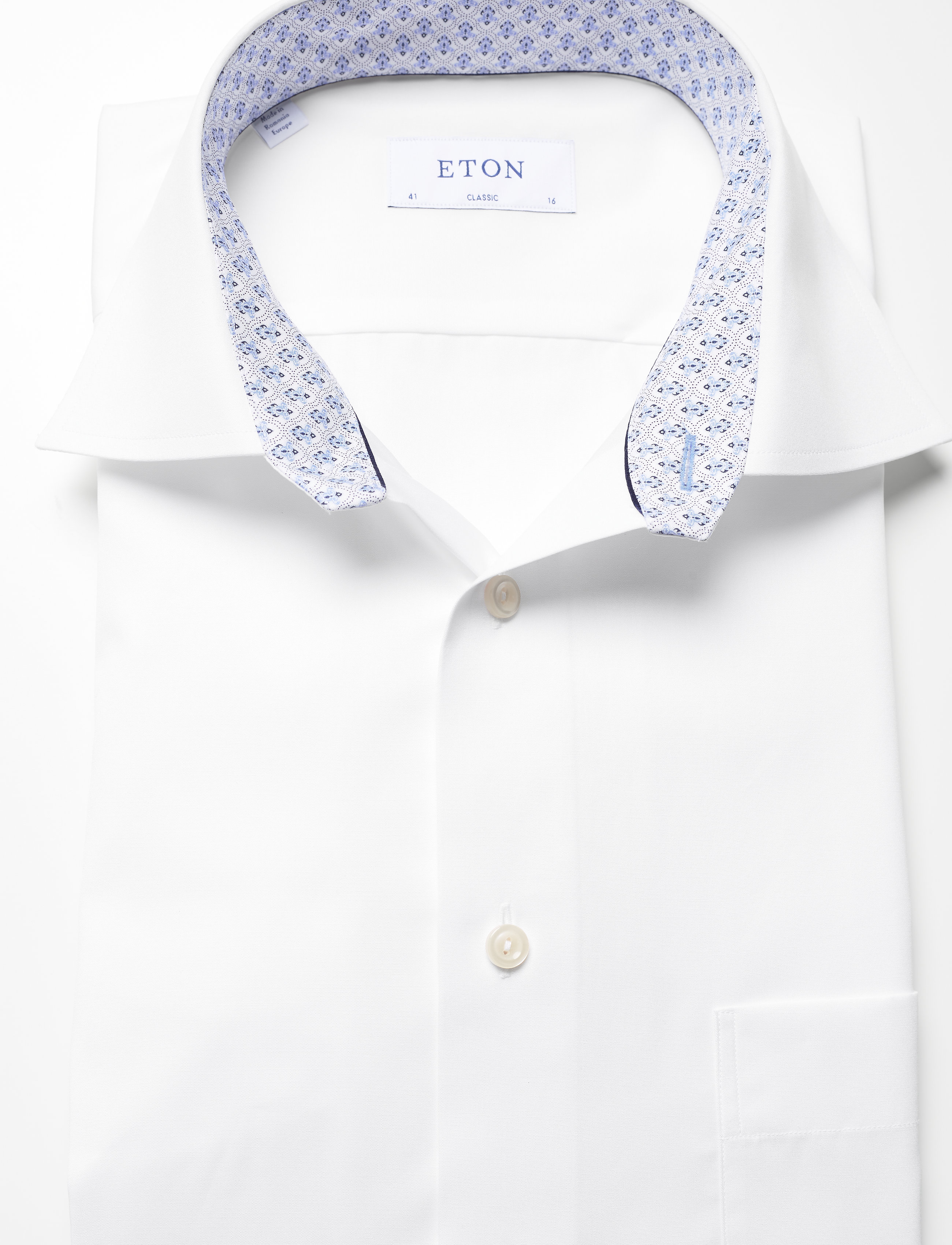 Eton - White poplin shirt – micro print details - white - 3