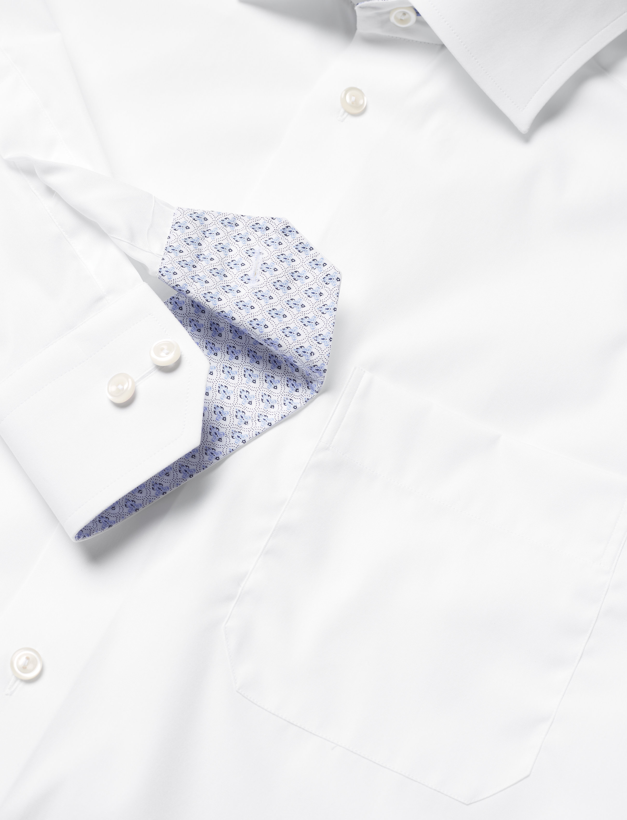Eton - White poplin shirt – micro print details - white - 4