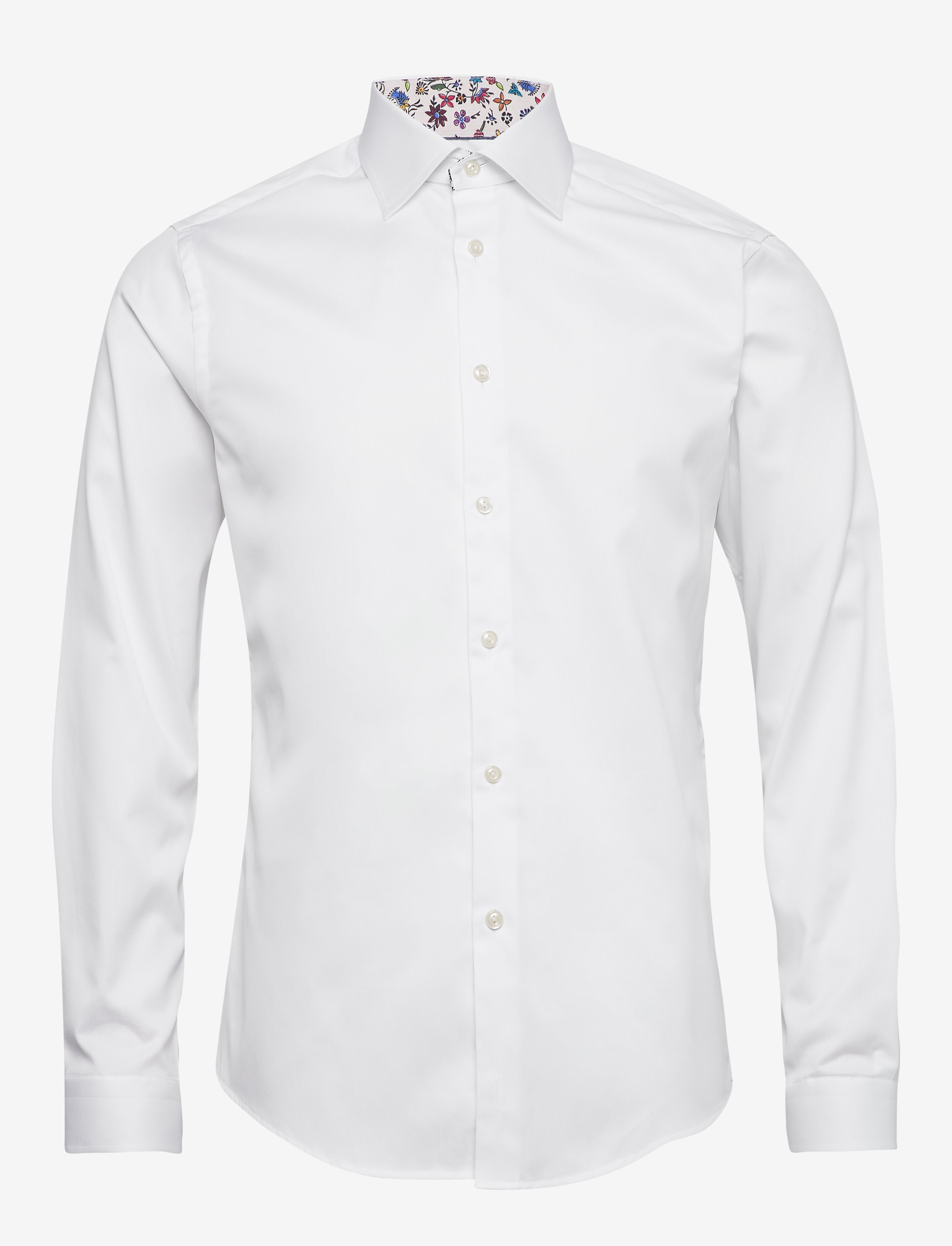 Eton - White twill shirt - flower details - white - 0